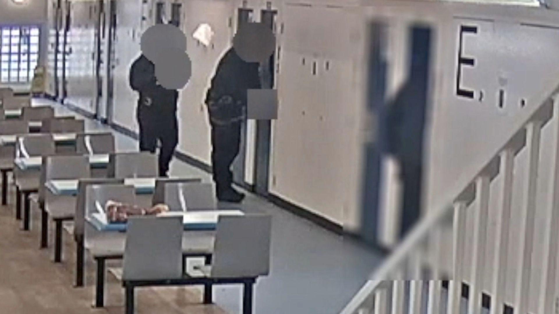 Still from CCTV footage from HMP Lowdham Grange shown in court