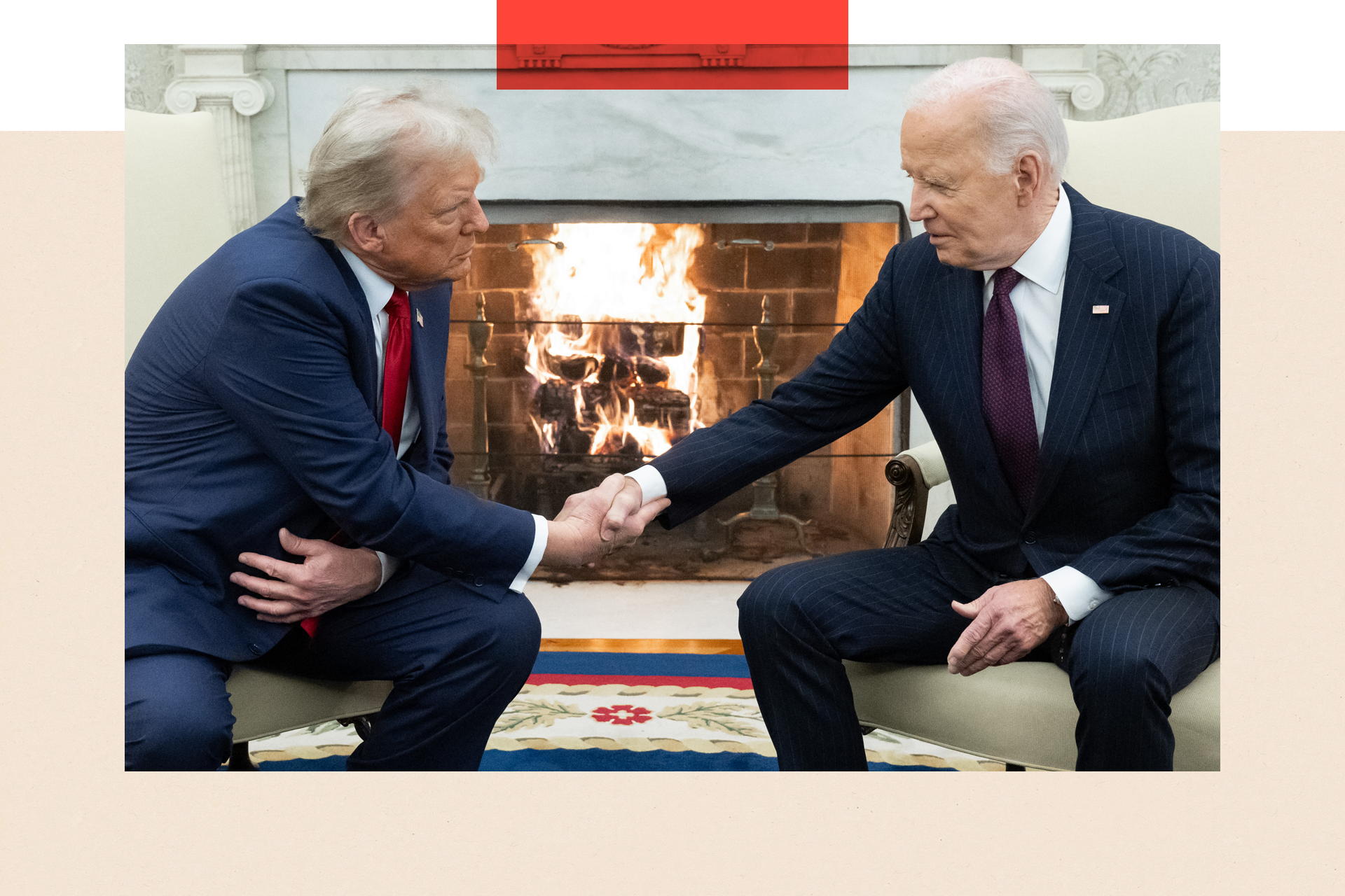 US President Joe Biden shakes hands with US President-elect Donald Trump during a meeting in the Oval Office of the White House 