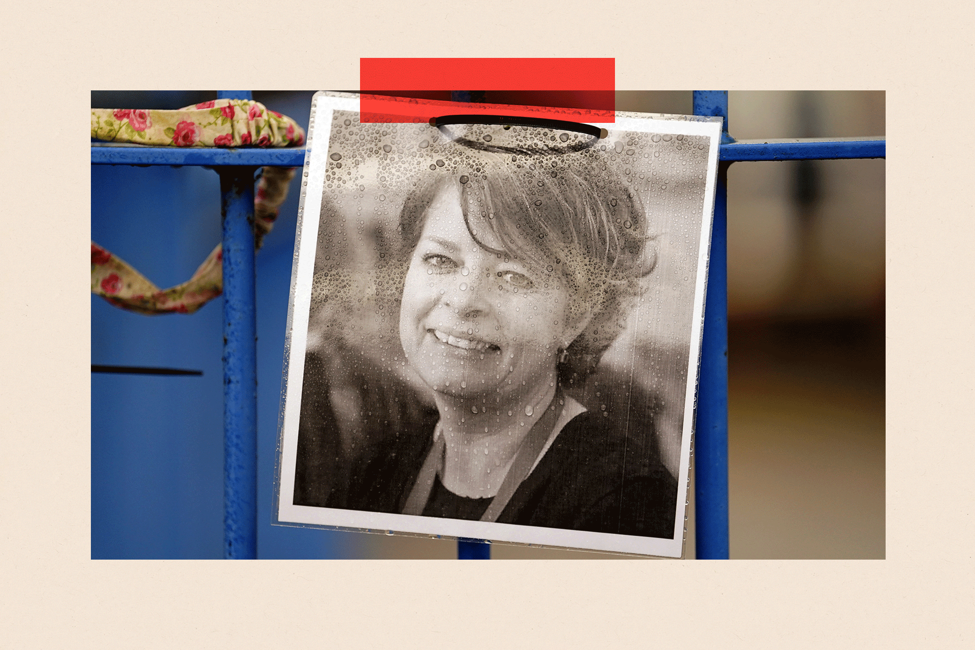 A picture of Ruth Perry attached to a fence