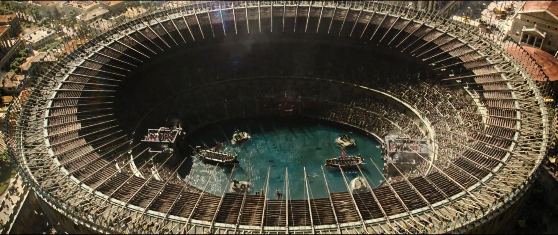 The arena is turned into the site of a water battle