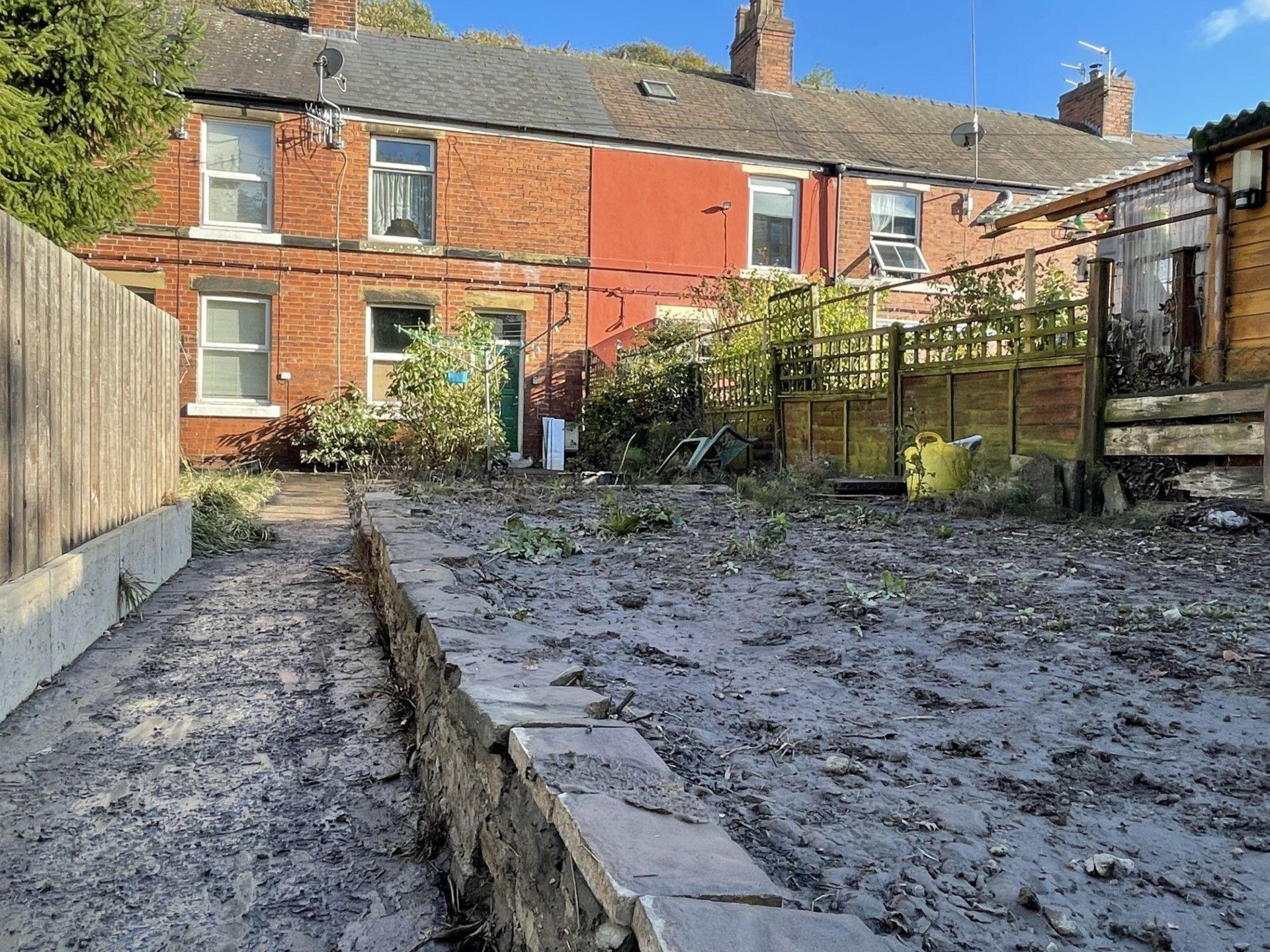The aftermath at a storm-hit property in Chesterfield, Derbyshire.