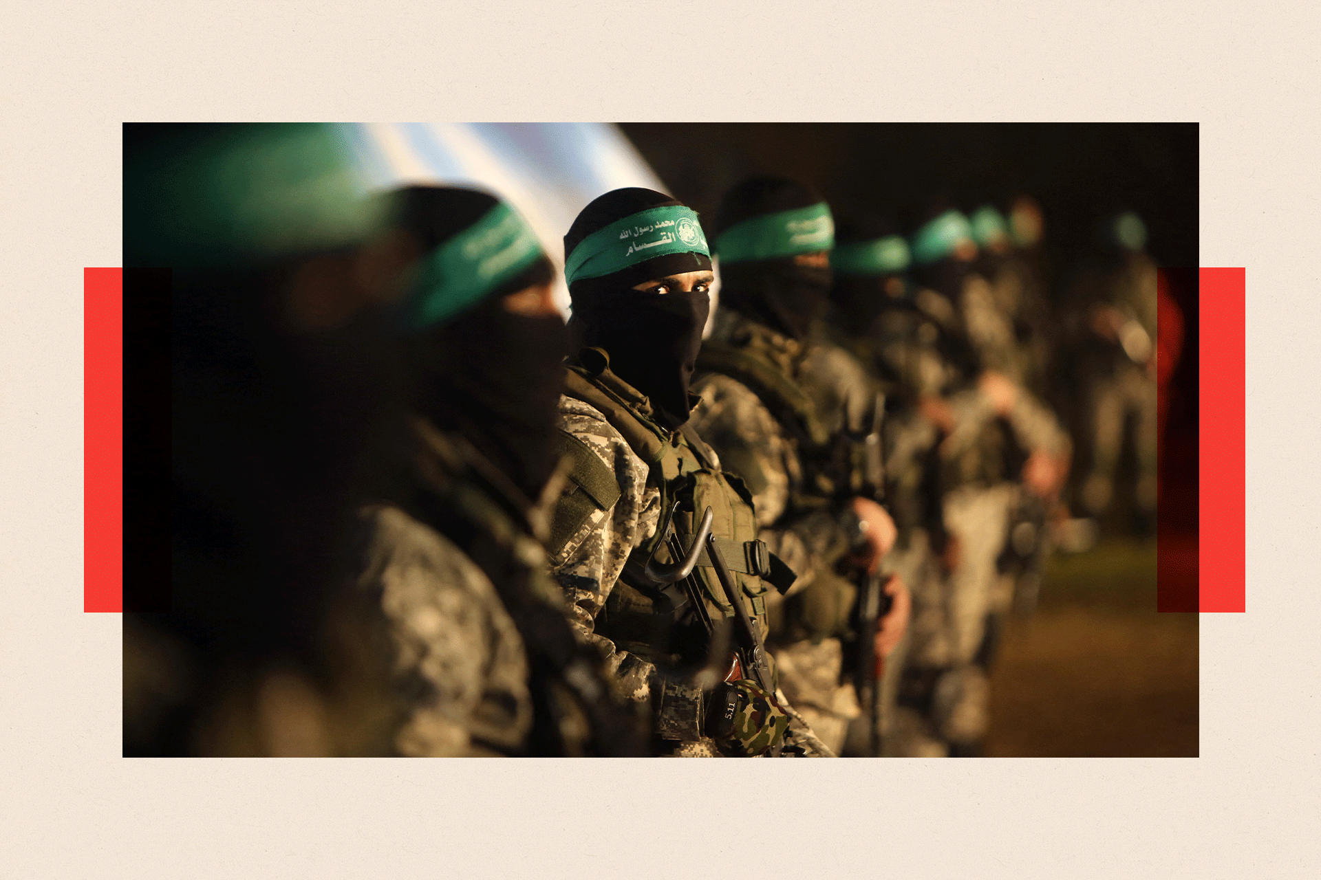 Members of Hamas line up