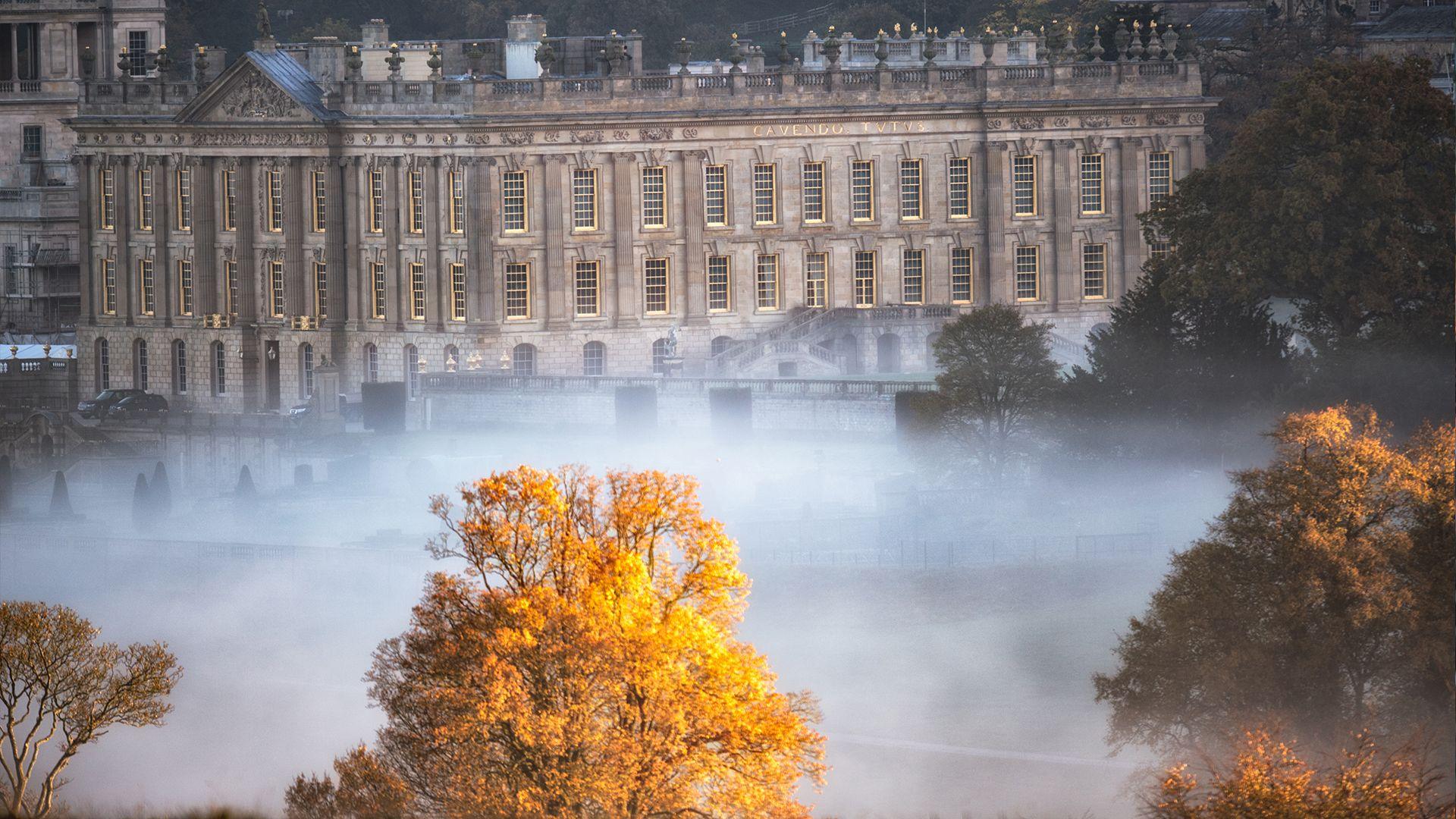 A misty Chatsworth in Derbyshire captured during autumn