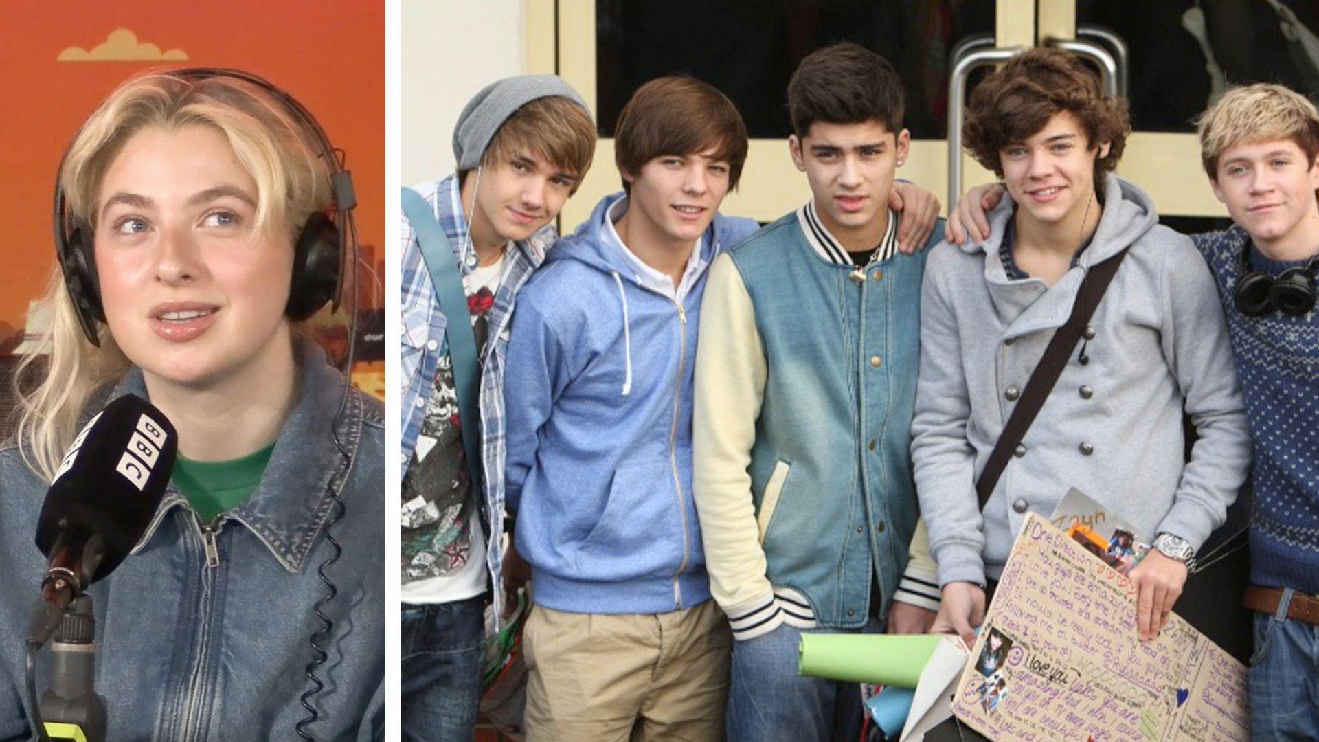 Image of Anaïs Gallagher alongside an image of One Direction