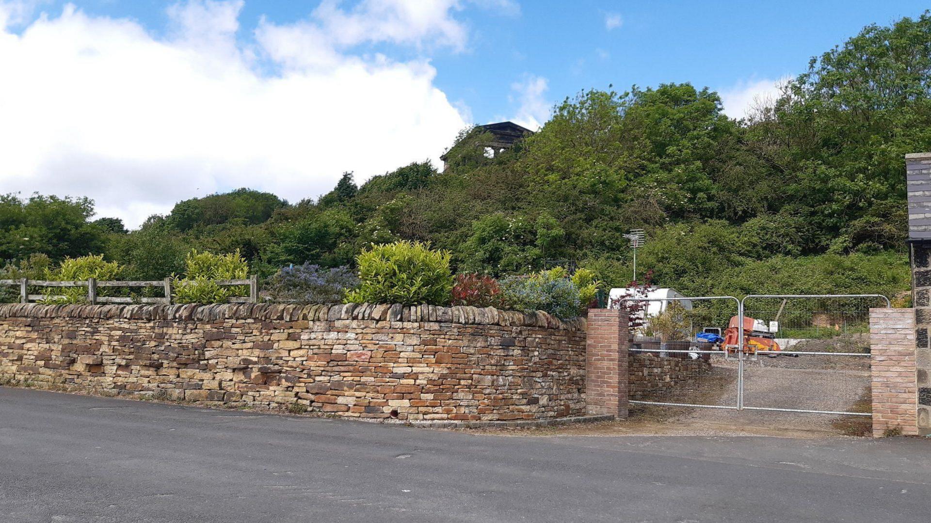 Fenced off area at the foot of Penshaw Hill and the site of planned pizza cafe