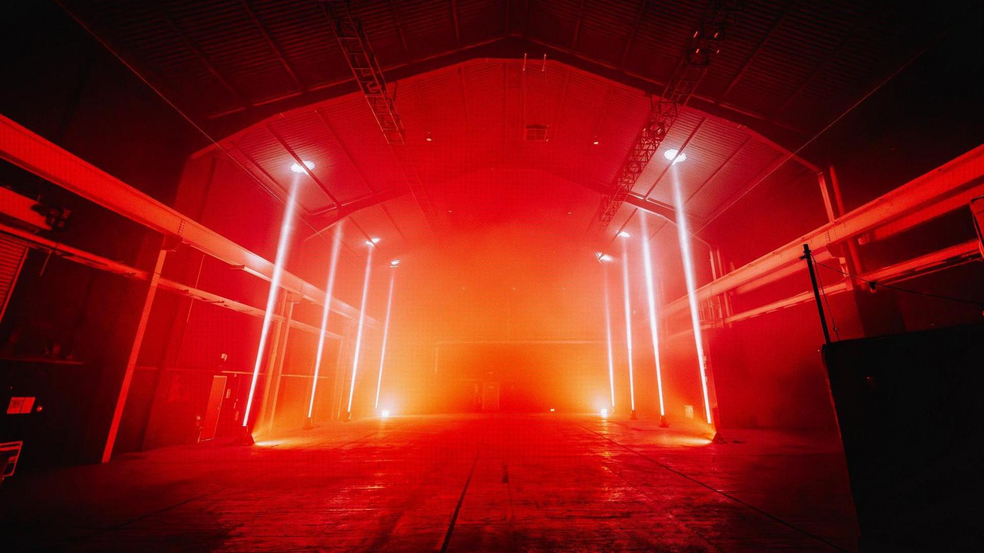 Red and white laser lights illuminate one of the empty spaces at Prospect, a new Bristol venue.