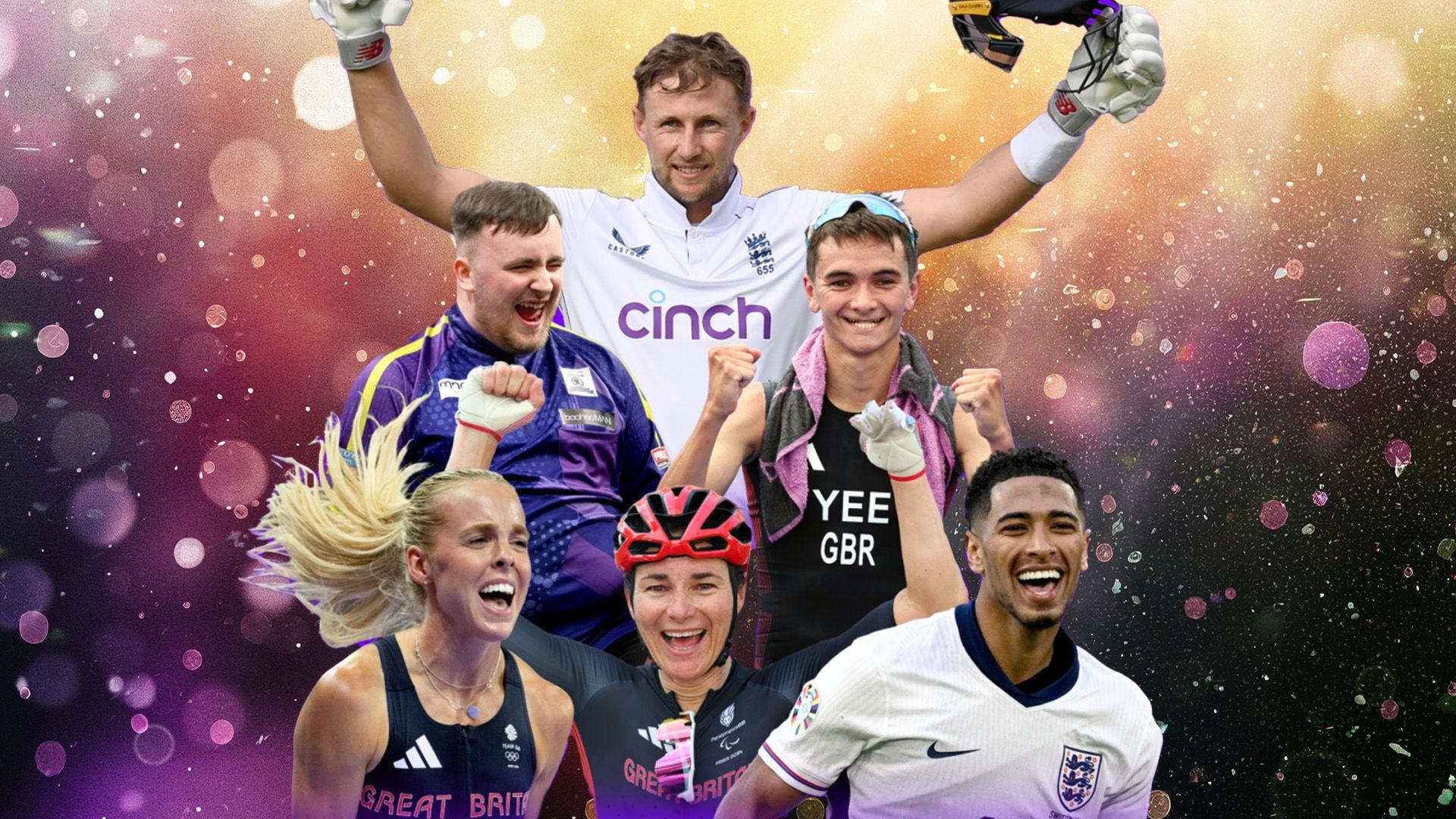 Footballer Jude Bellingham, runner Keely Hodgkinson, darts player Luke Littler, cricketer Joe Root, Para-cyclist Sarah Storey and triathlete Alex Yee