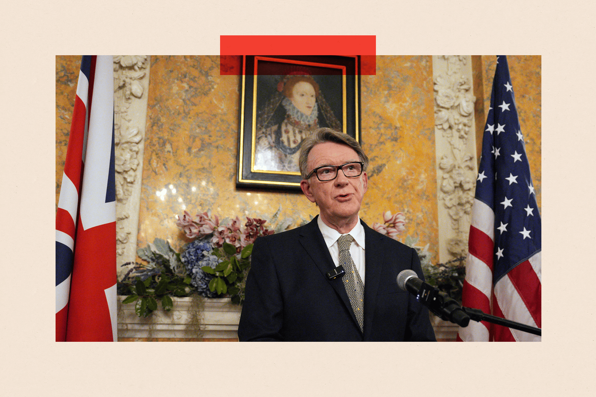 Britain's then ambassador to the United States, Peter Mandelson, speaking during a welcome reception for British Prime Minister, Keir Starmer, at the ambassador's residence on February 26, 2025, in Washington, D.C.