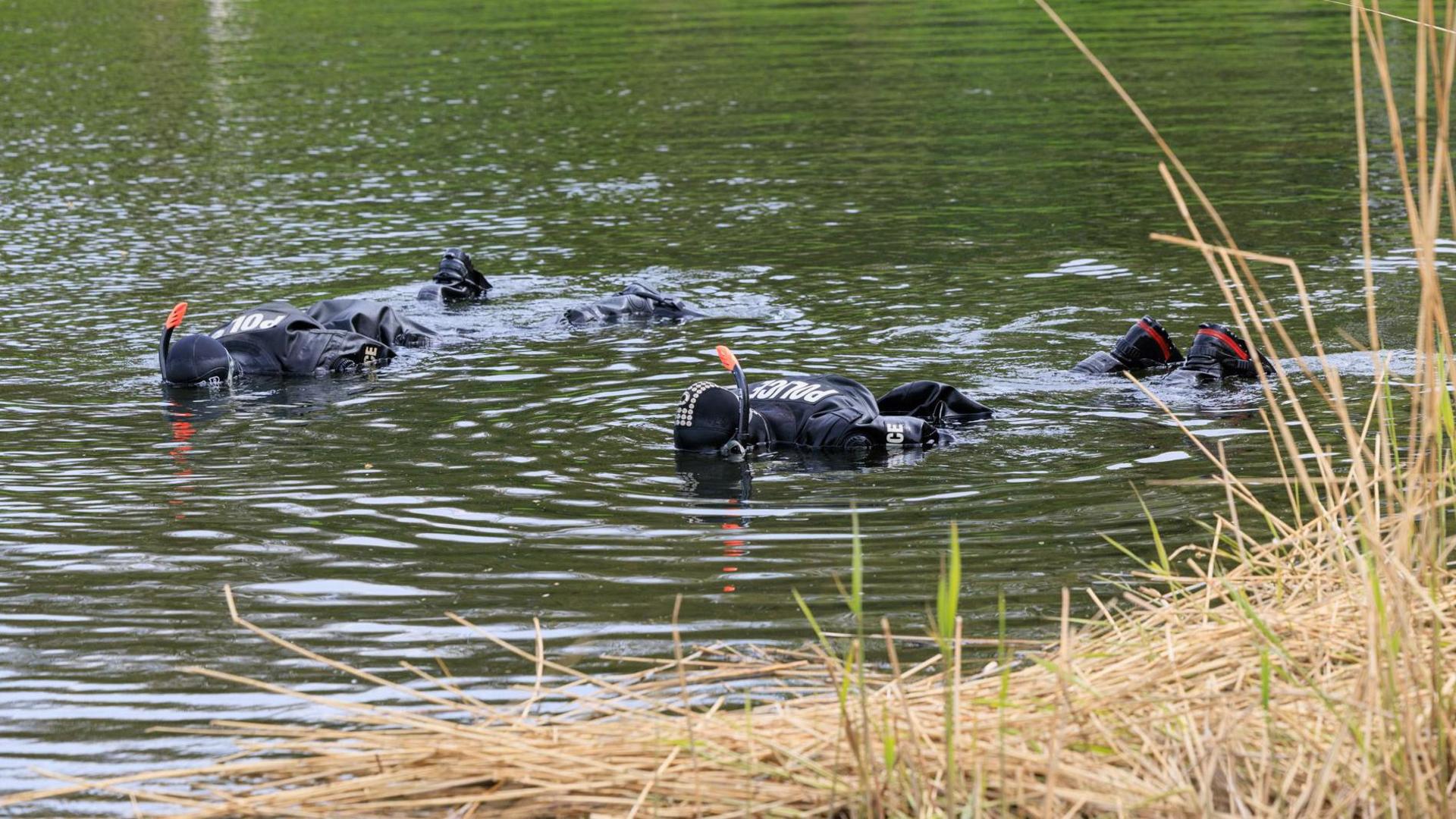 Police divers searching Blackleach Reservoir for Mr Everett's body