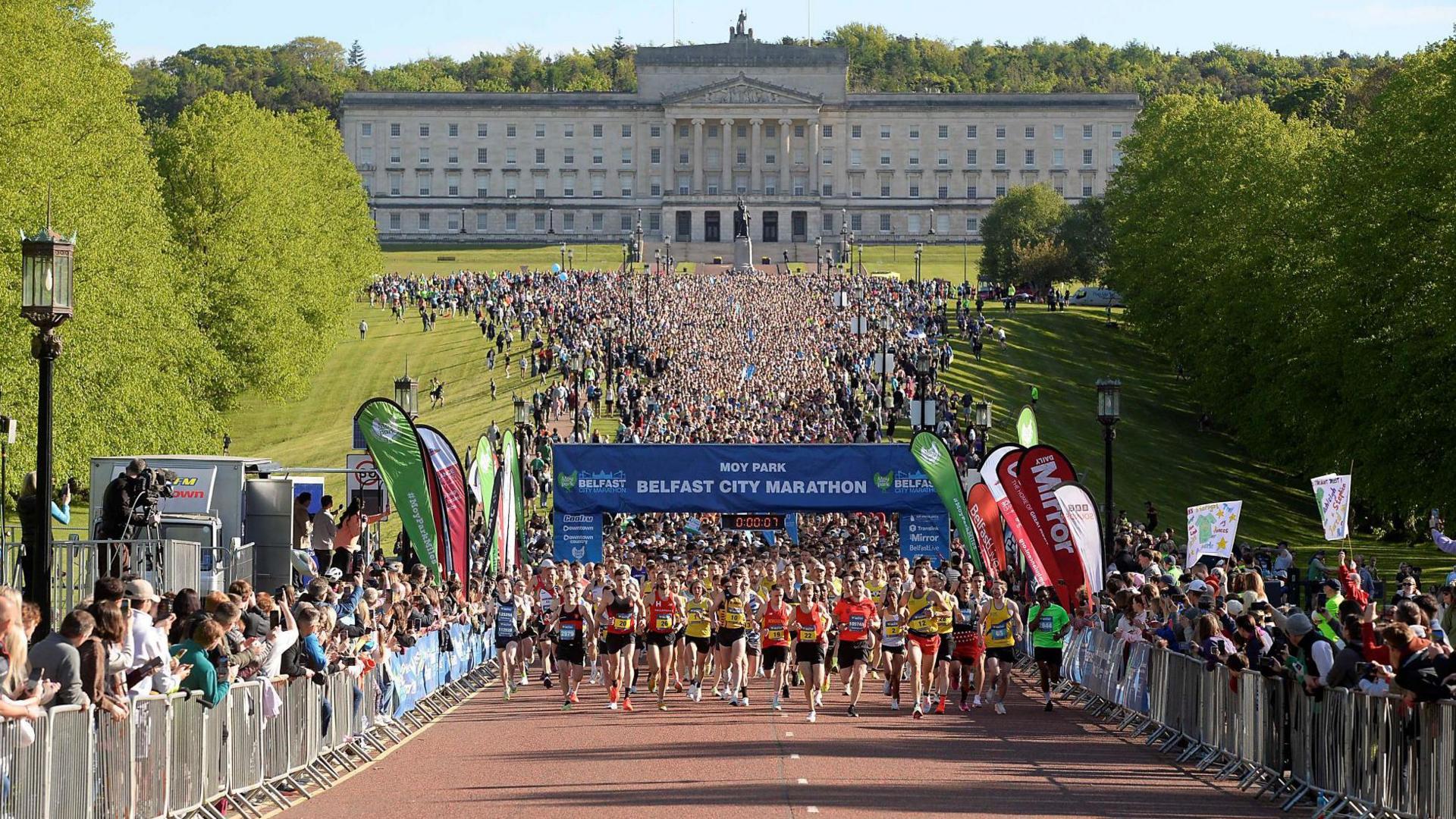The Belfast Marathon get under way at Stormont