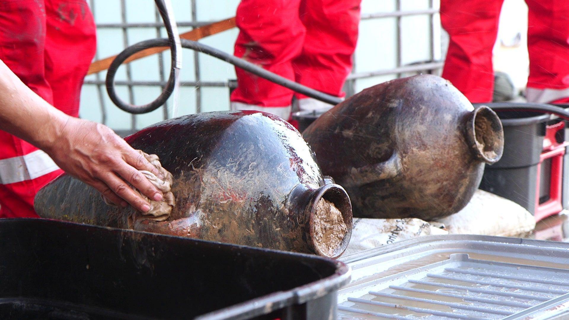 Two of the ancient amphorae found on the sea bed