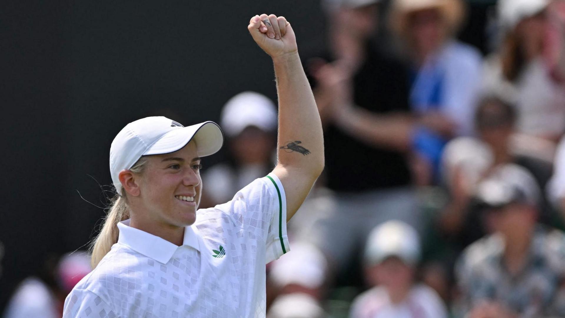 Sonay Kartal celebrates at Wimbledon