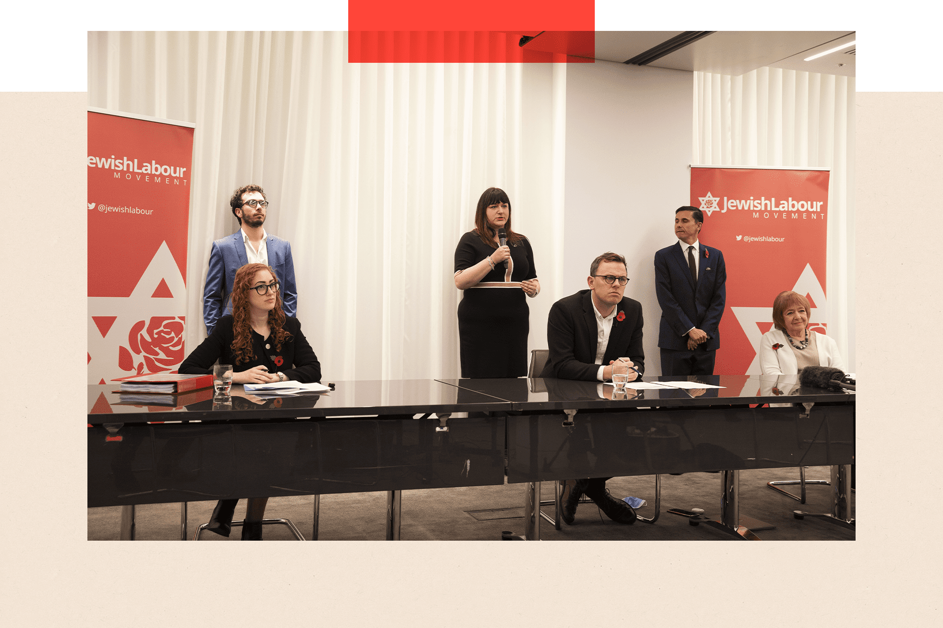 A press conference held by the Jewish Labour Movement while Jeremy Corbyn was Labour leader. Adam Langleben is one of his people photographed at the event.