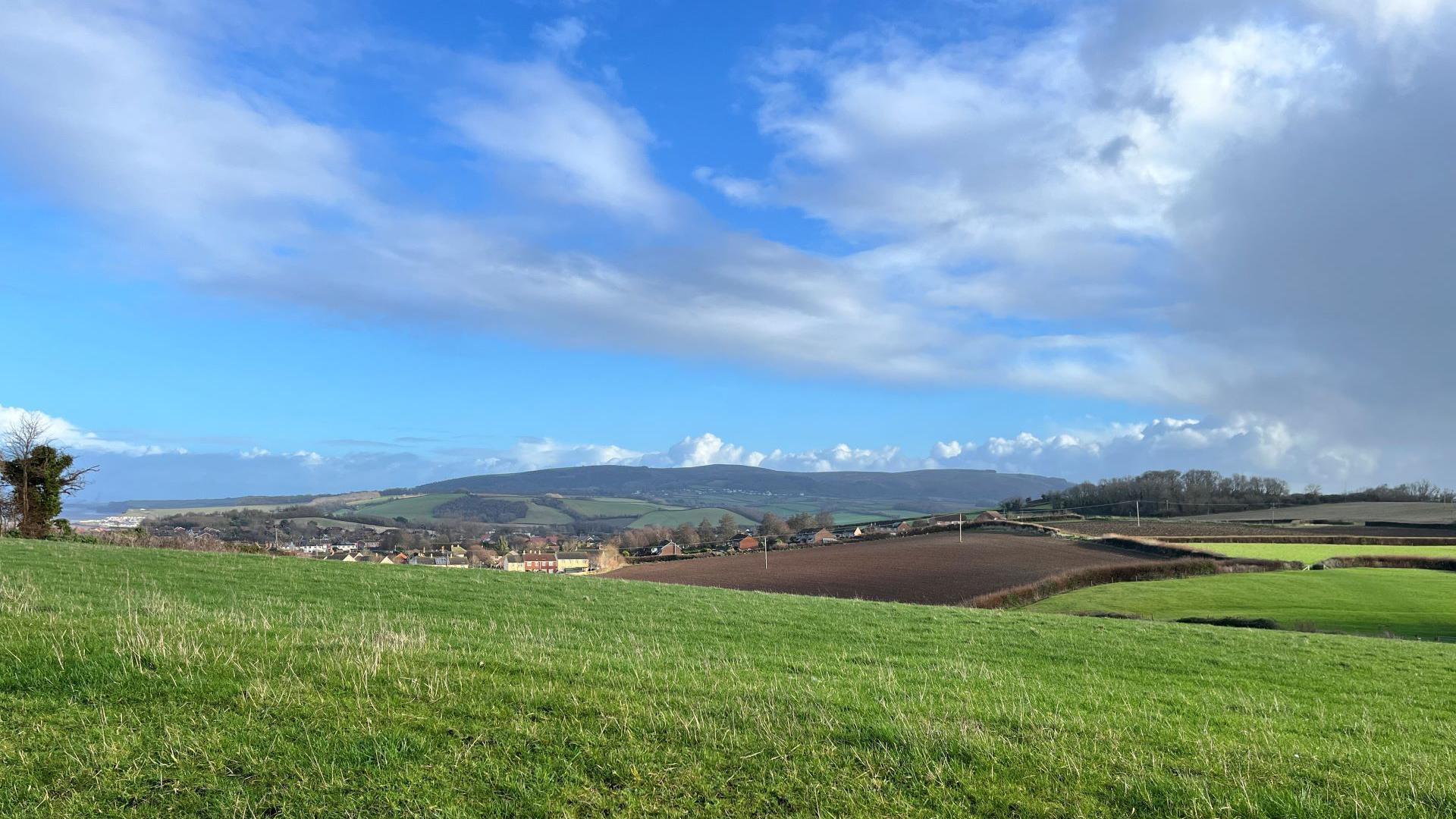 Parsonage Farm site looking out towards the Quantocks