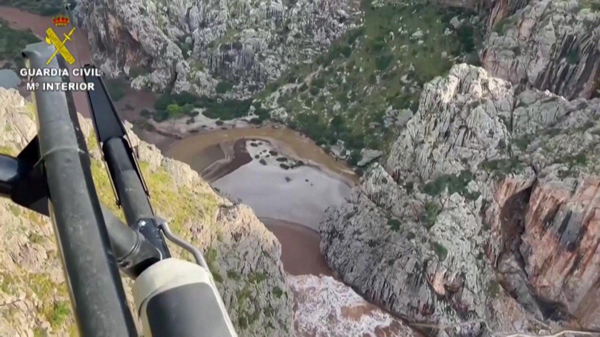 Still from video footage of the search and rescue operation in Majorca