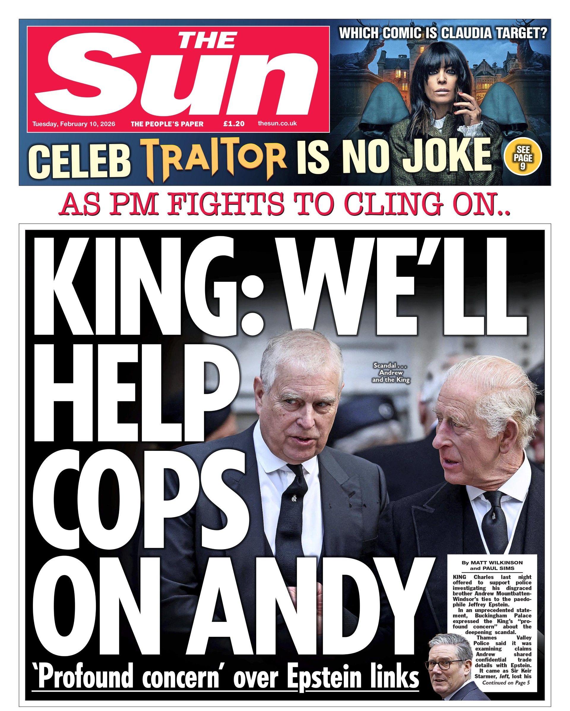 "King: Do t'i ndihmojmë policët me Andin", shkruhet në titullin kryesor të gazetës "The Sun".