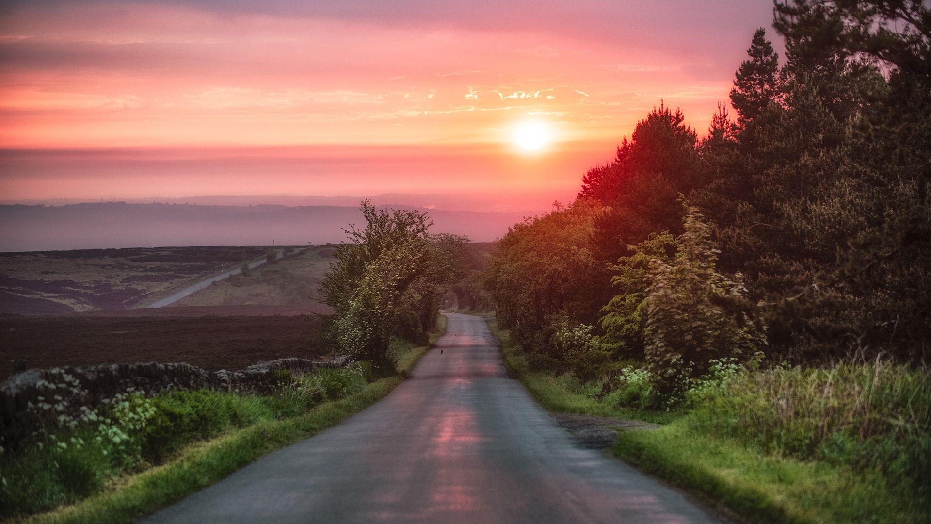 A pink dawn in the village of Beeley in Derbyshire