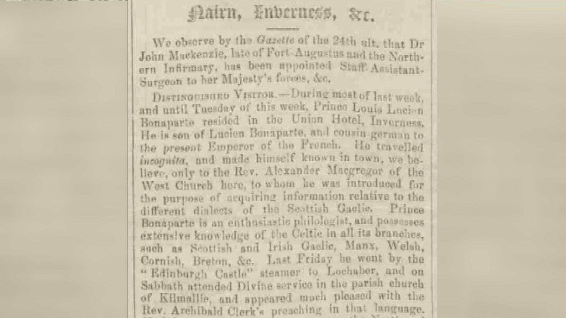 Leth-bhreac den Elgin Courier 1858