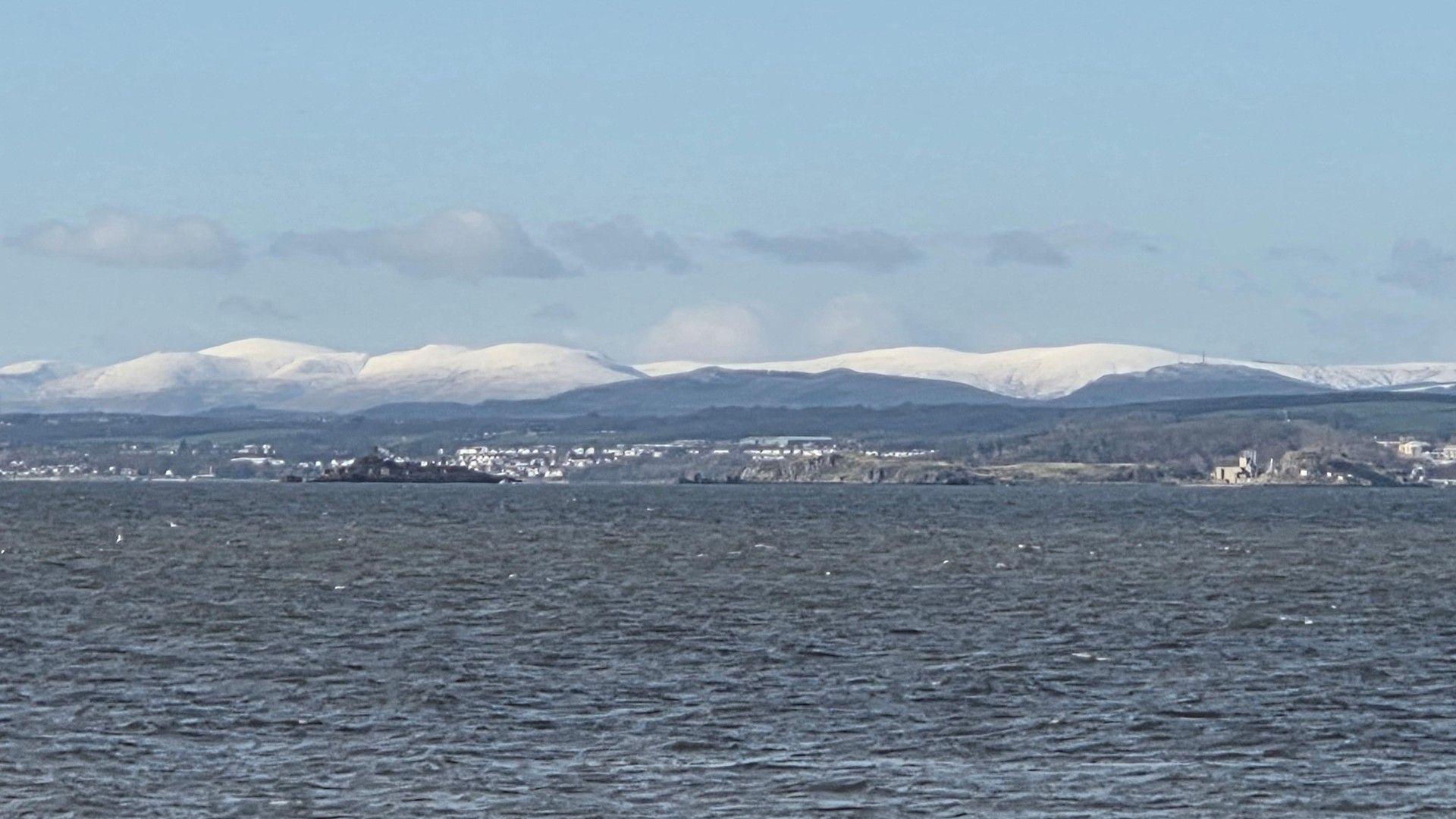 View across the Firth of Forth to the snow