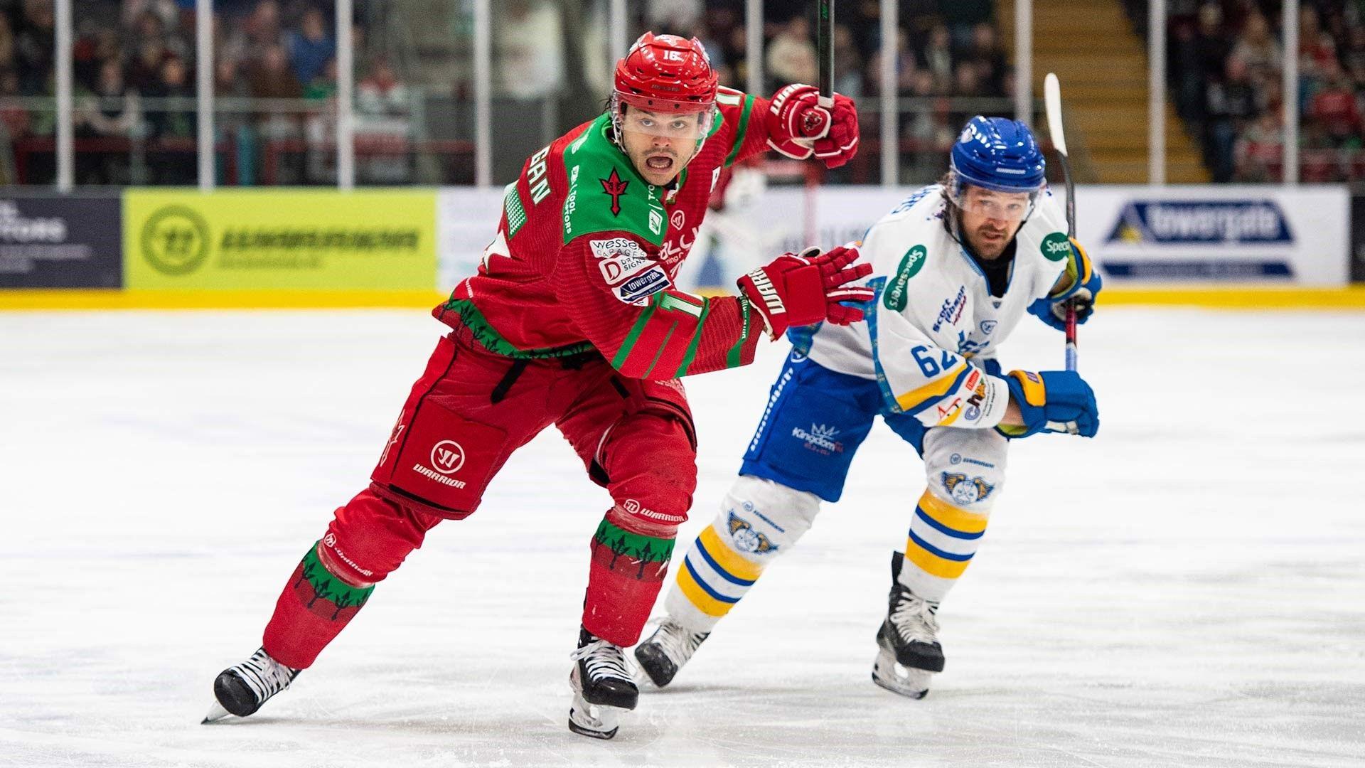 Sam Duggan of Cardiff Devils against Fife Flyers