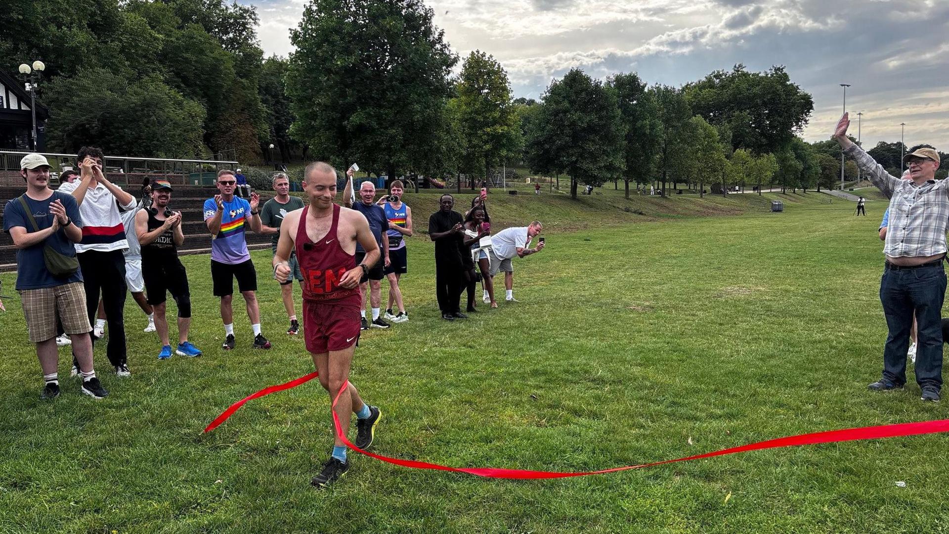 The moment Charles Evans completed the final lap of the marathon on Sunday