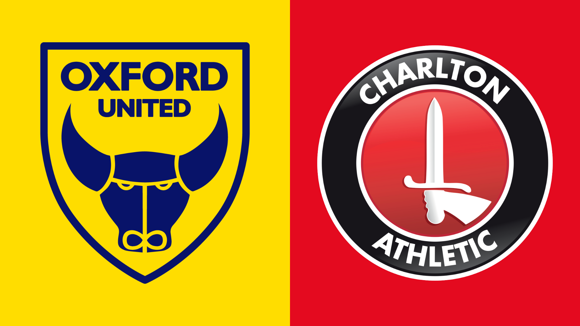 Side-by-side of Oxford United and Charlton Athletic club badges