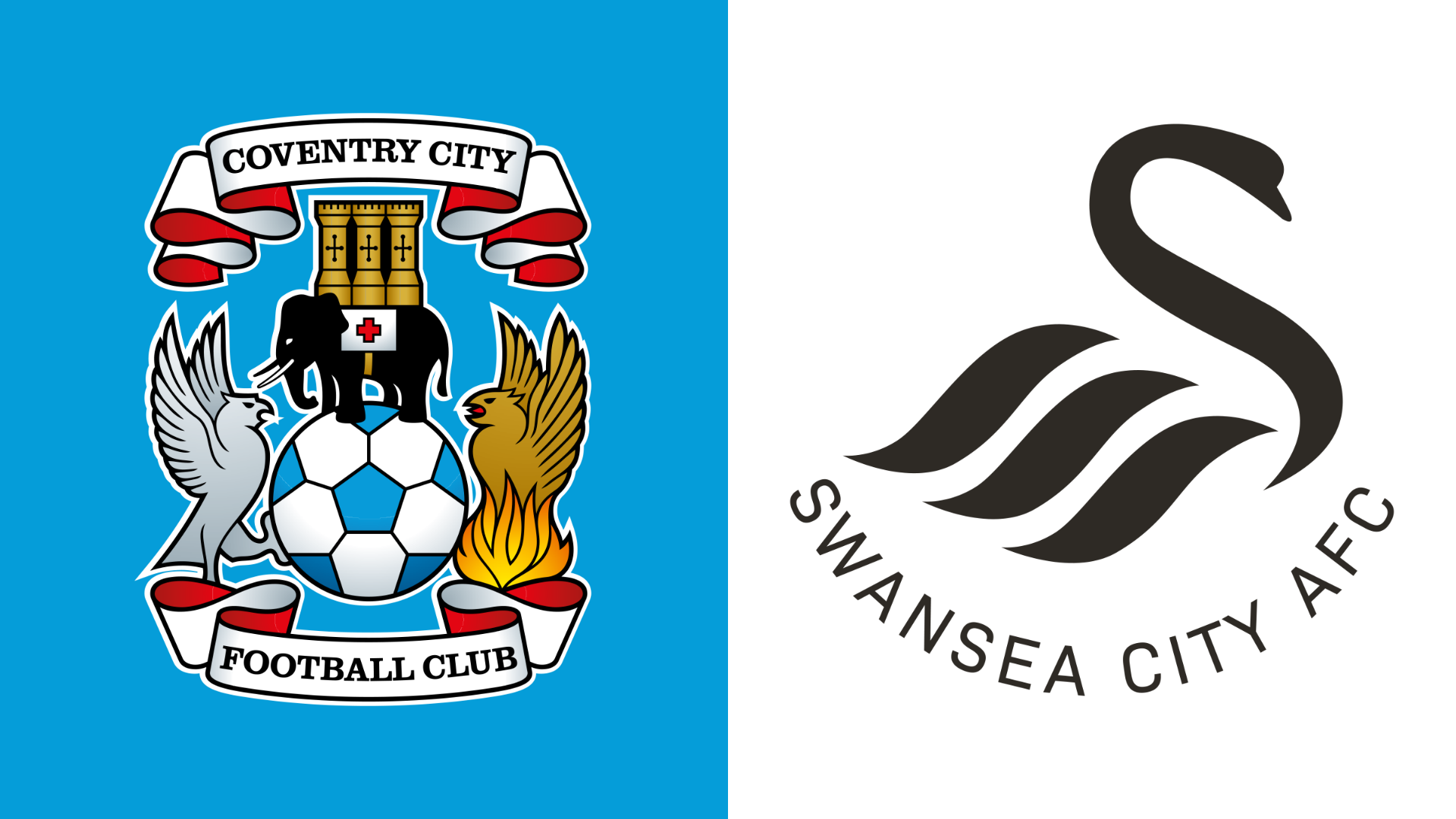The Coventry City and Swansea City club badges