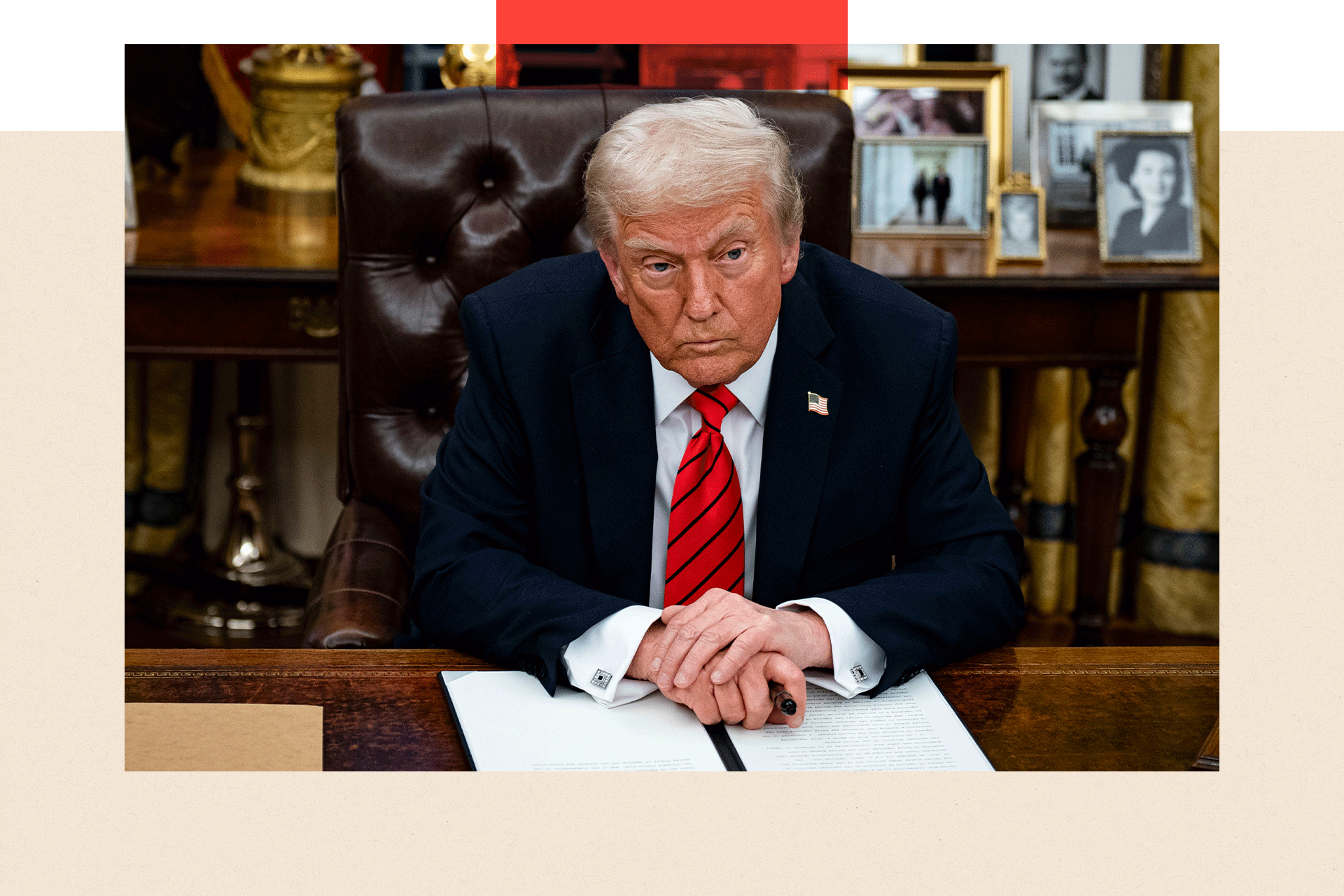 Donald Trump during an executive order signing in the Oval Office of the White House
