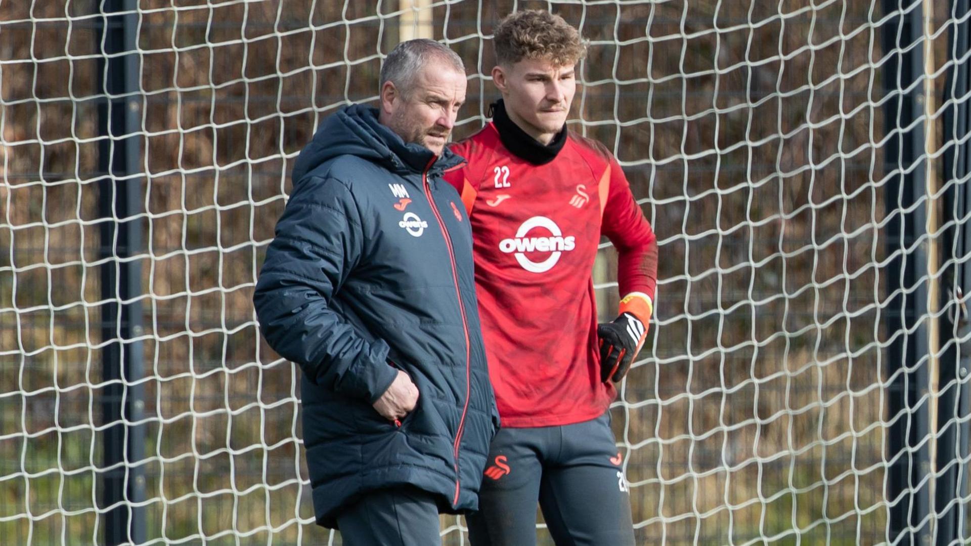 Martyn Margetson and Carl Rushworth in Swansea training