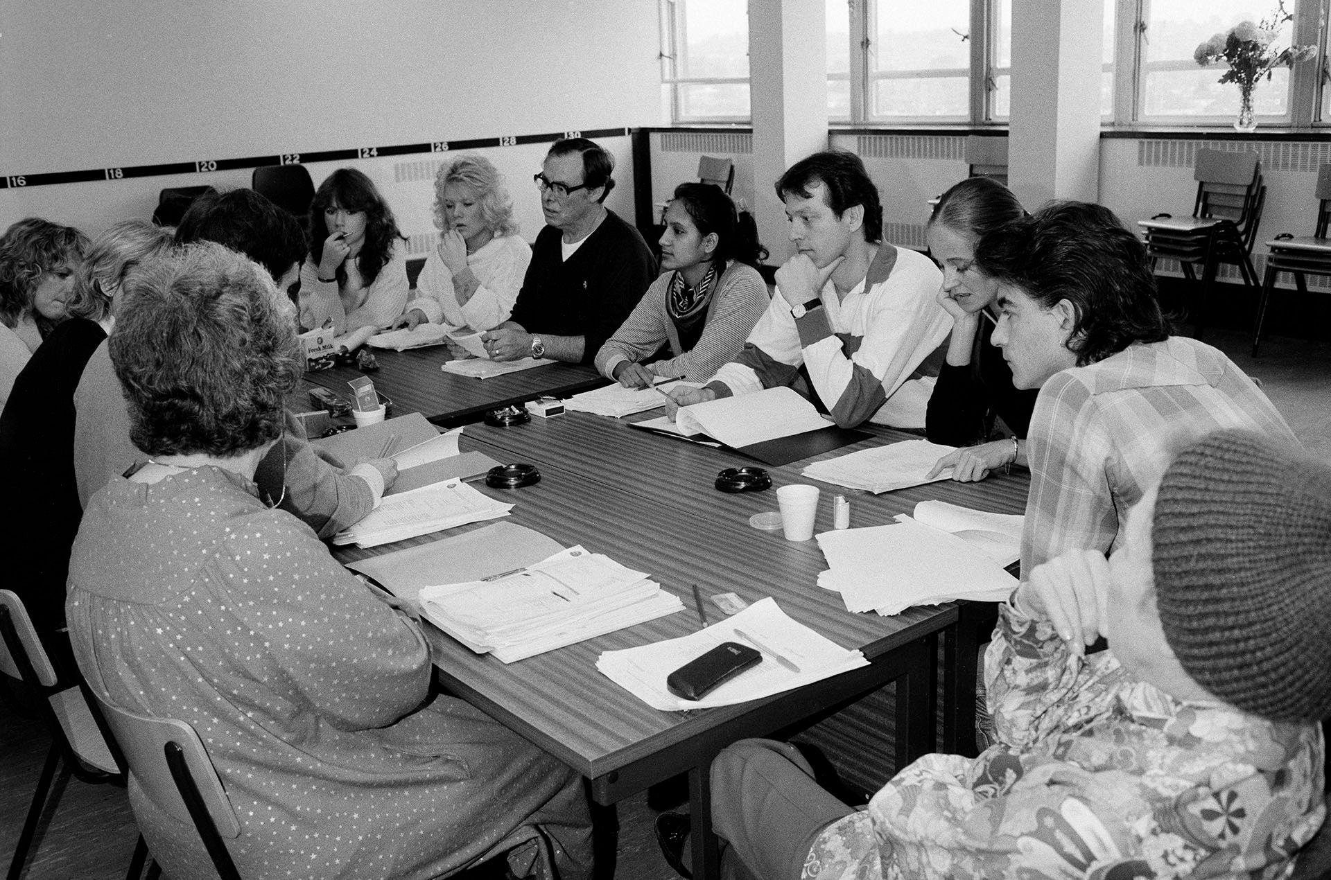 The cast at a table read in November 1984. By the same time the following year, EastEnders would be the biggest show in the UK.