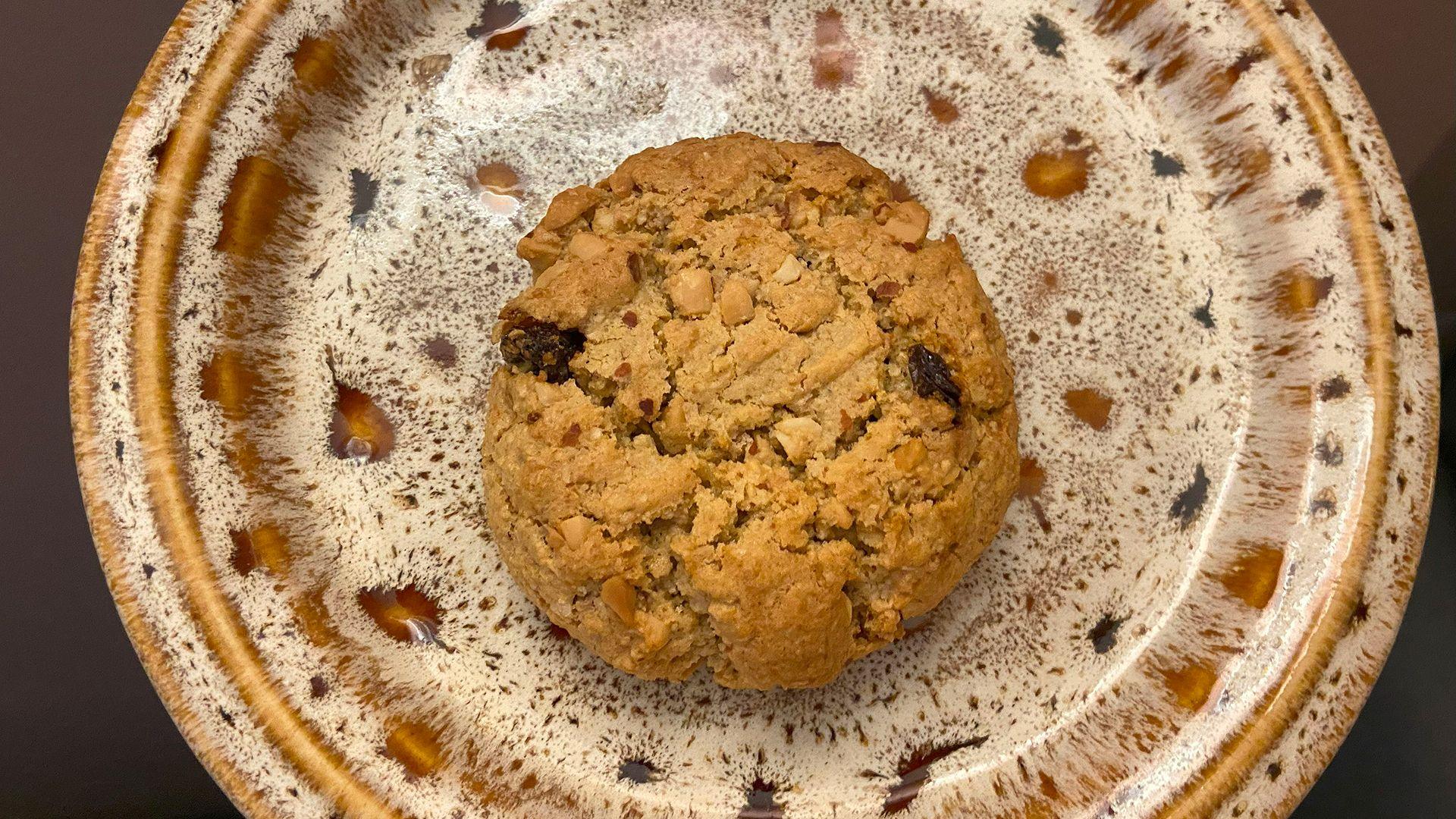 A cookie on a plate