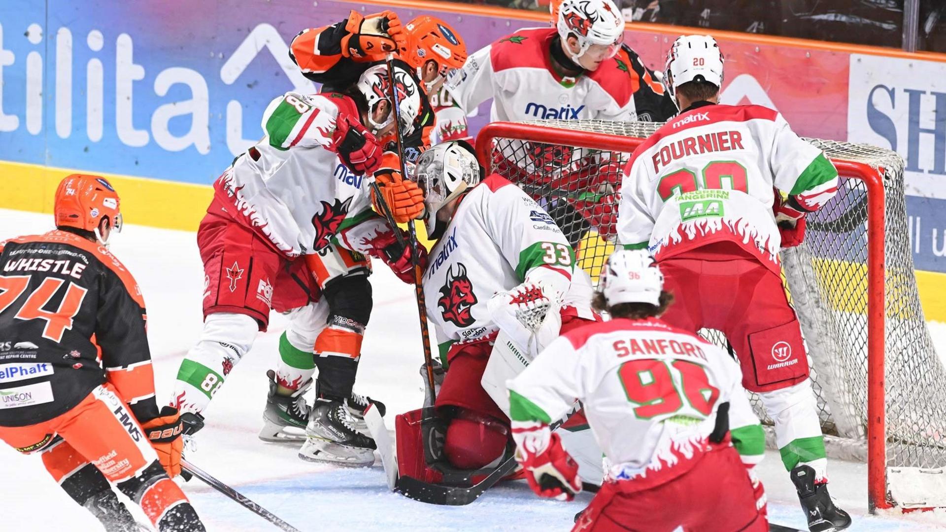 Sheffield Steelers in action against Cardiff Devils