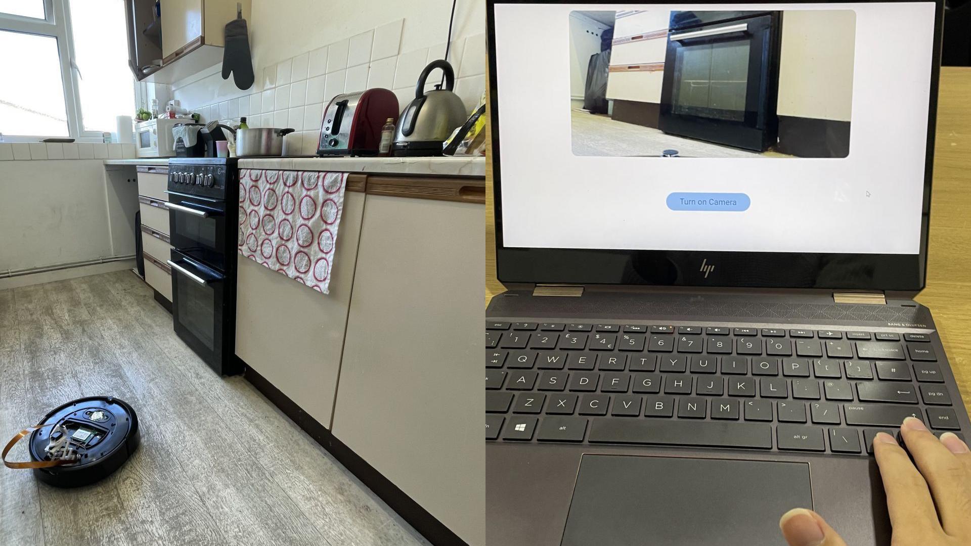 A 'home monitor' with live video on a house robot so a user could check on the oven