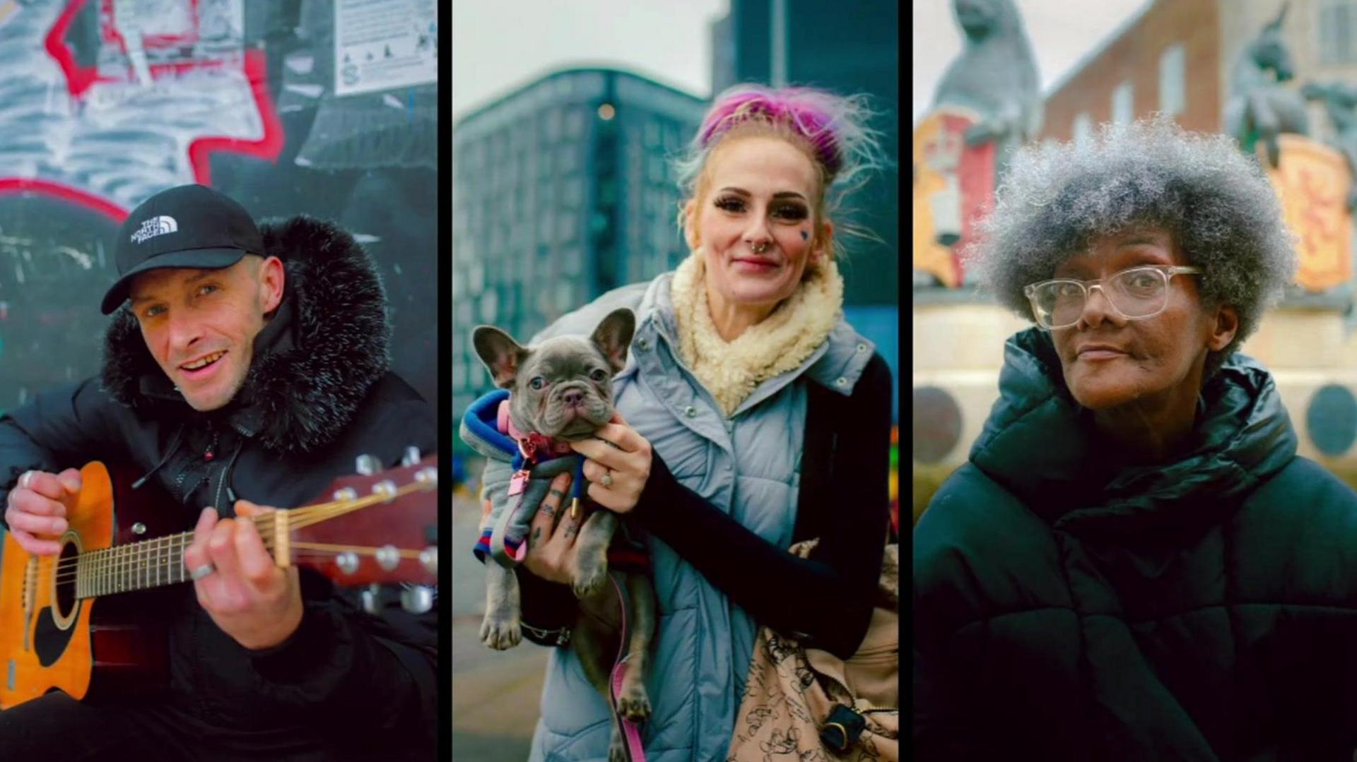 Three people photographed by Jamie O'Neill