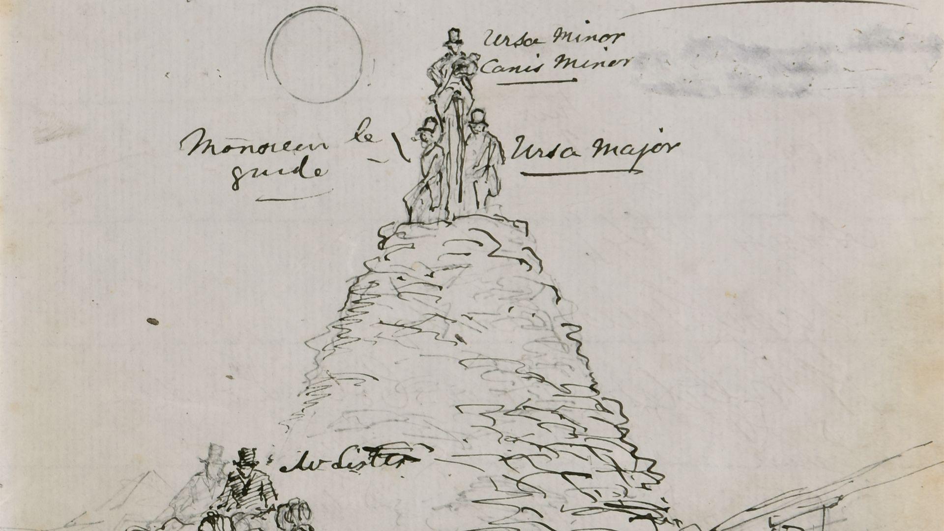 Darlun o gopa'r Wyddfa yn yr 1800au