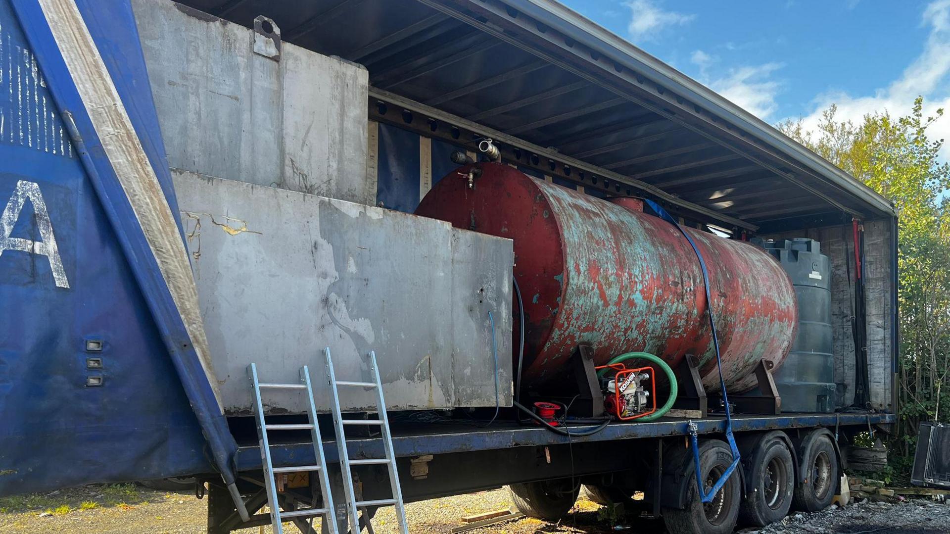 Fuel laundering plant contained in the back of a trailer