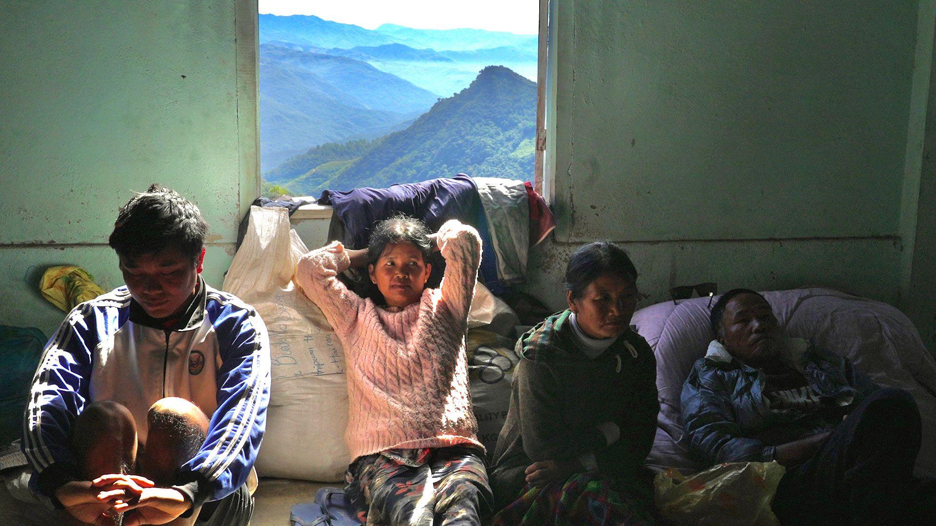 Burmese refugees who fled Chin state taking shelter across the border in India 
