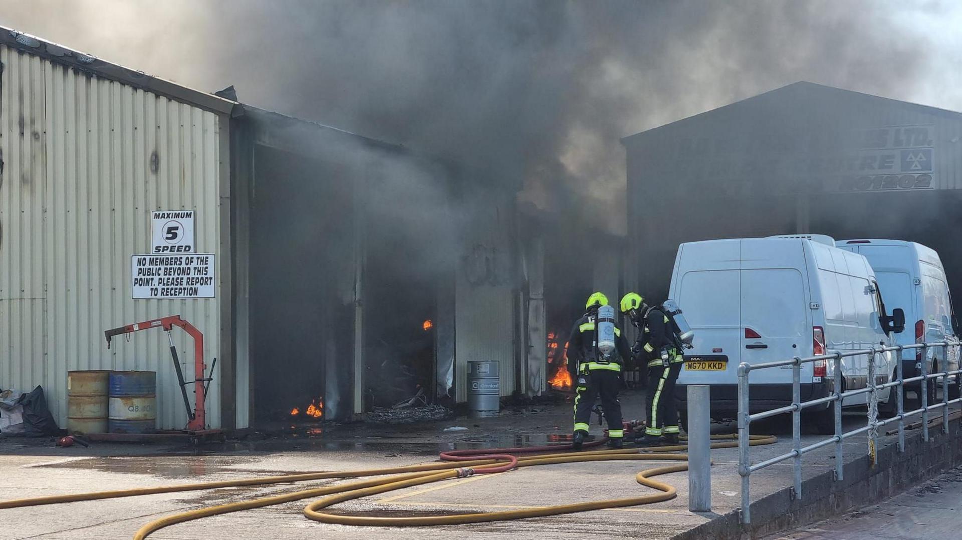 Firefighters tackling garage fire in Heathfield