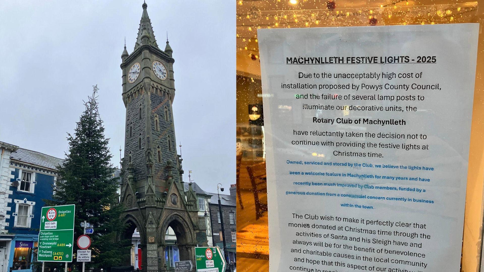 Y brif stryd a phoster