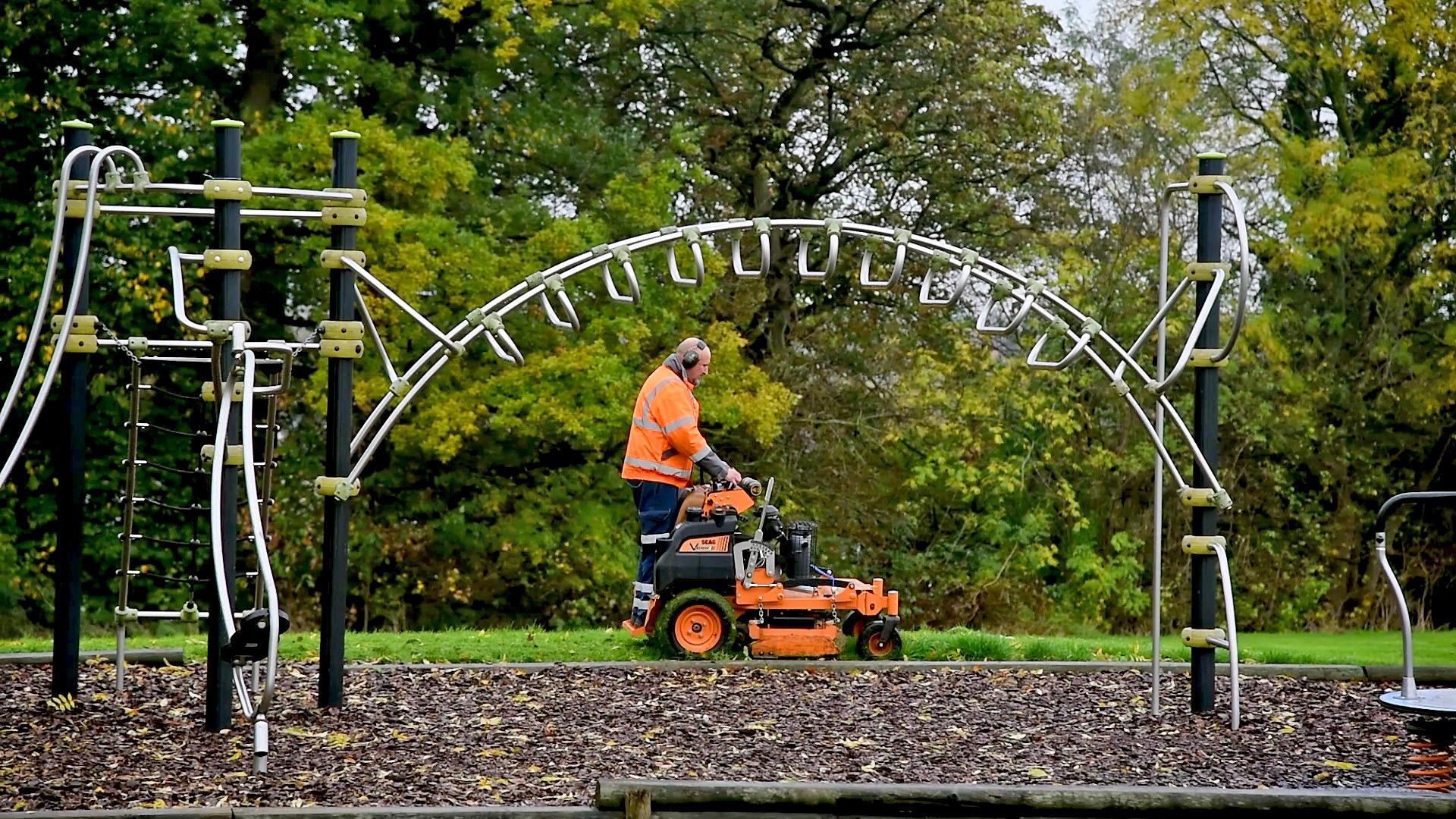 Grass cutting in park