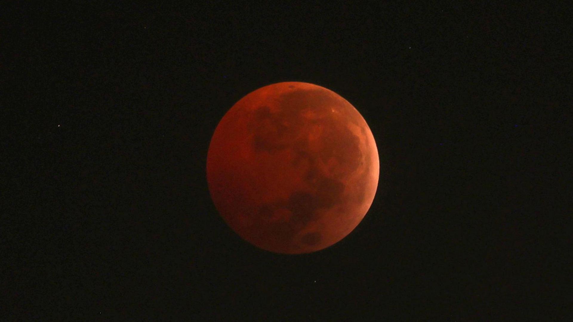 Blood moon in Rio de Janeiro, Brazil.