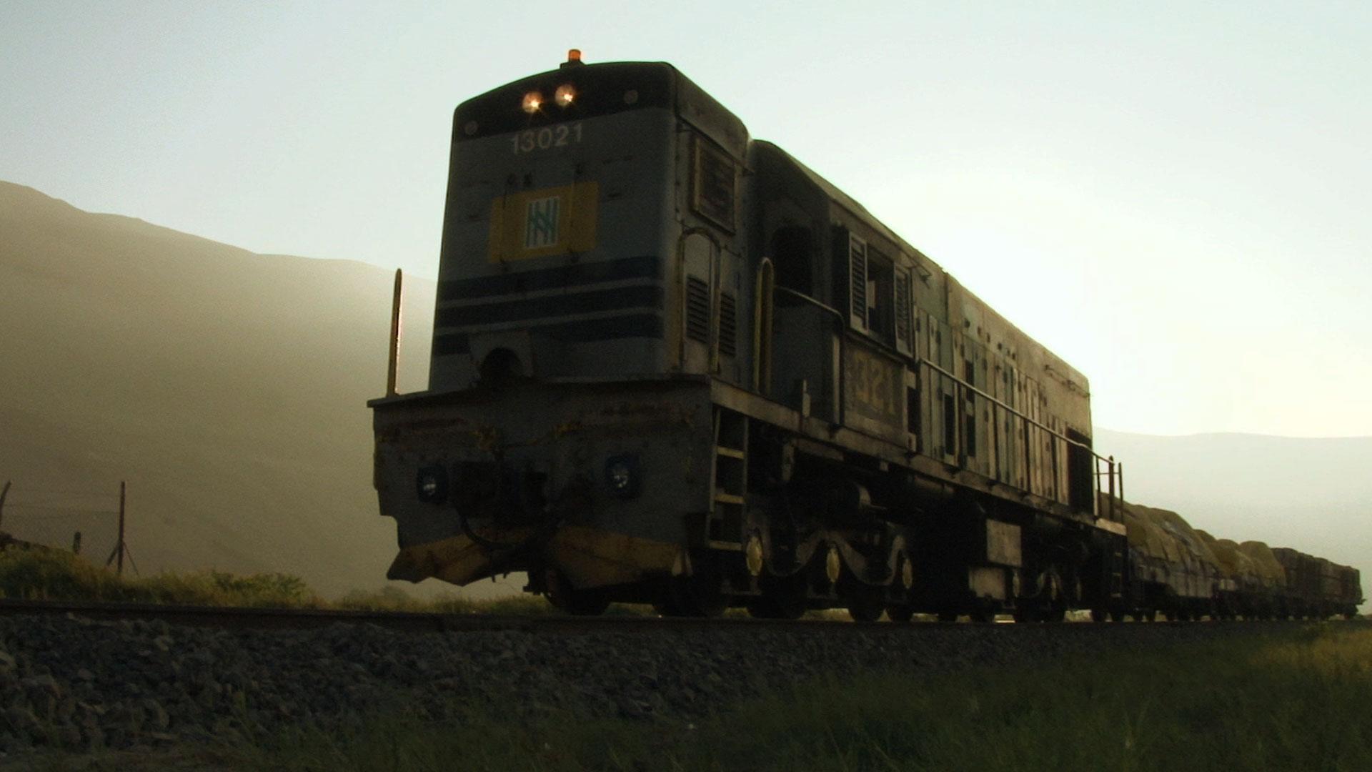 A train carries freight on the Arica-La Paz railway (file photo)