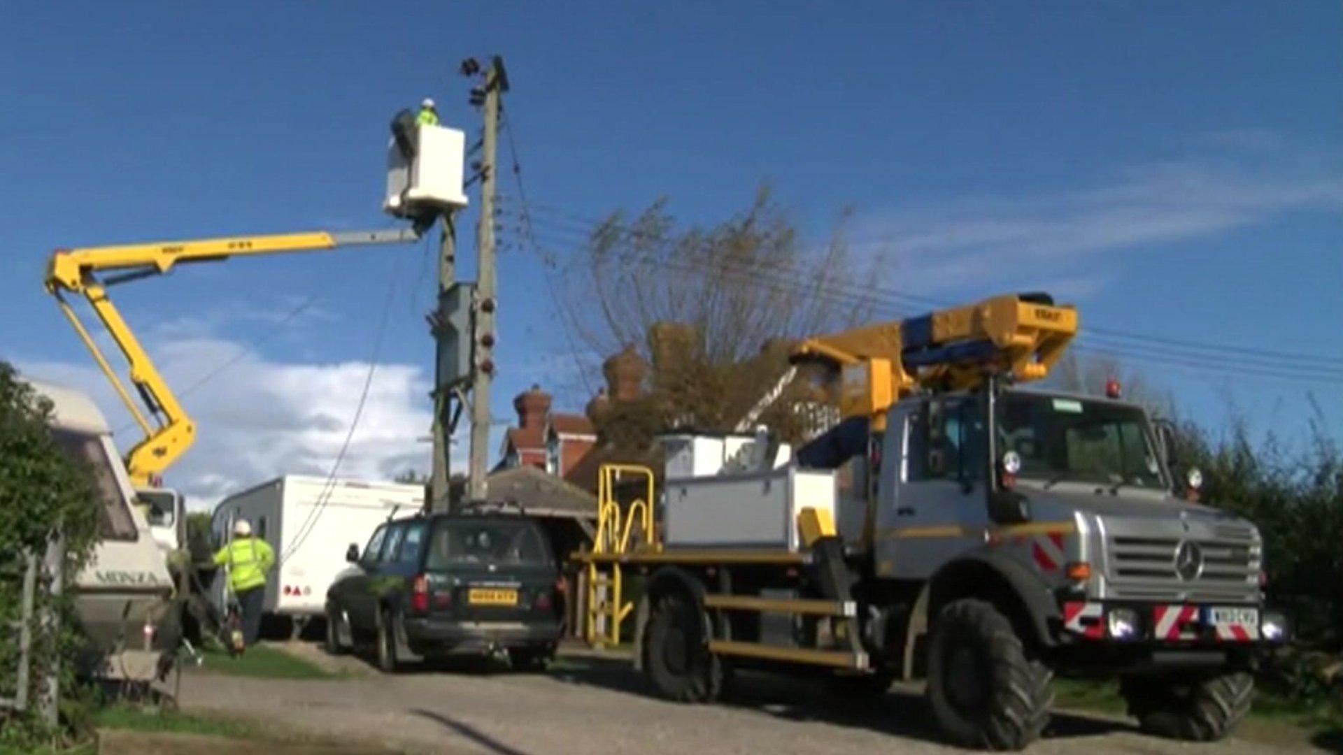 Power line being repaired