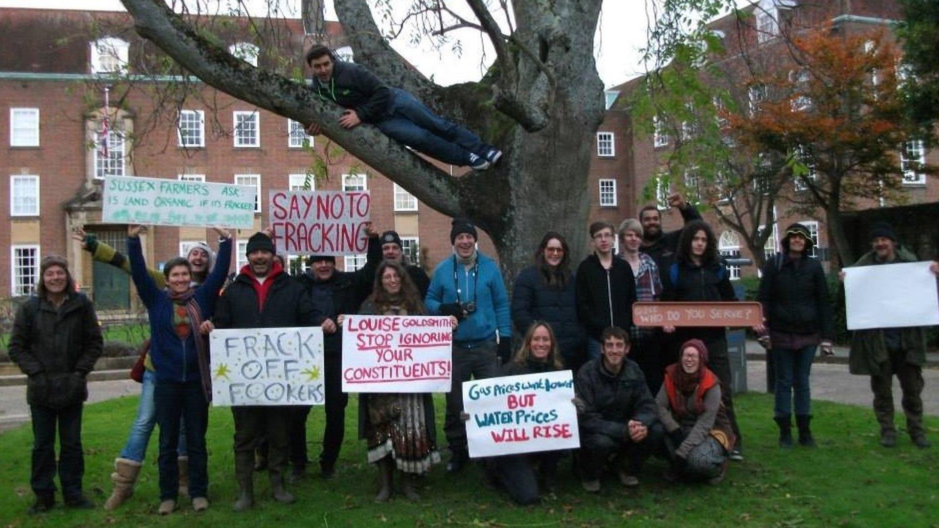 Protesters outside West Sussex County Council building