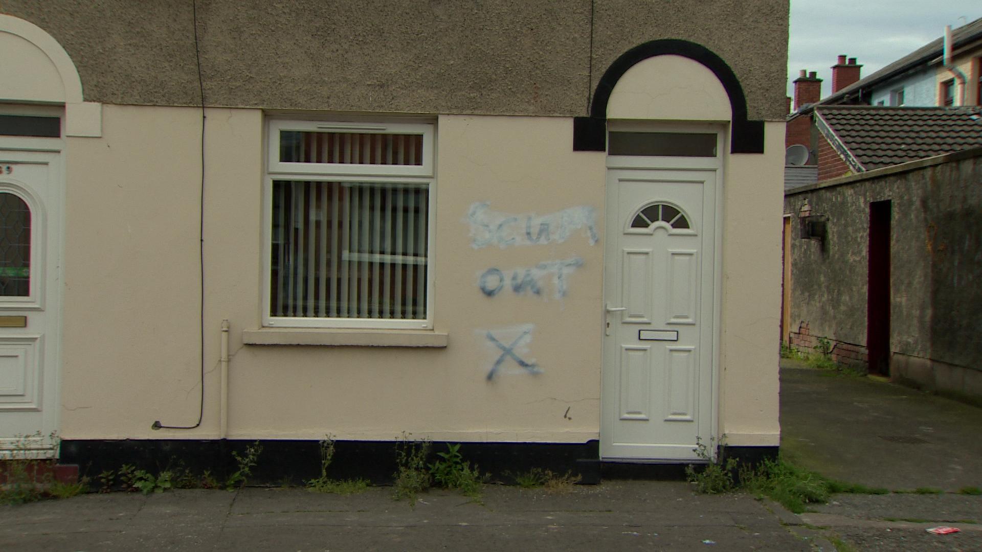 Graffiti was found sprayed on two houses