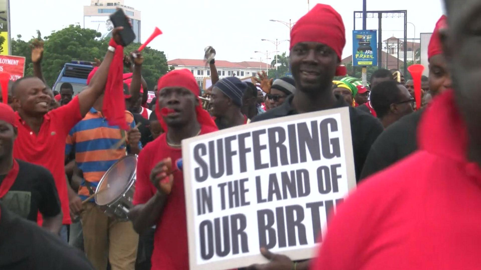 Protestors in Accra, Ghana