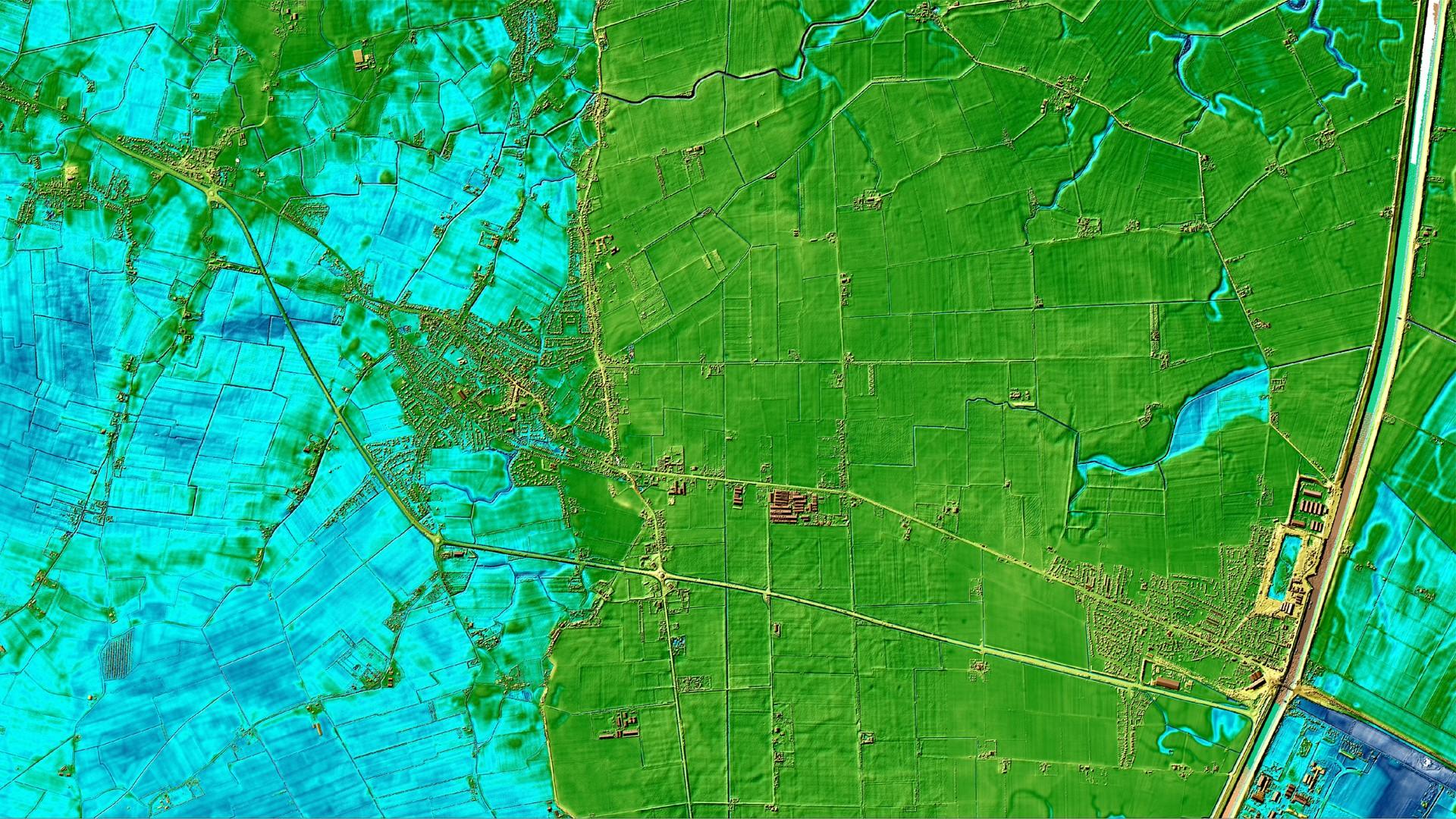 LIDAR image of Sutton Bridge and Long Sutton