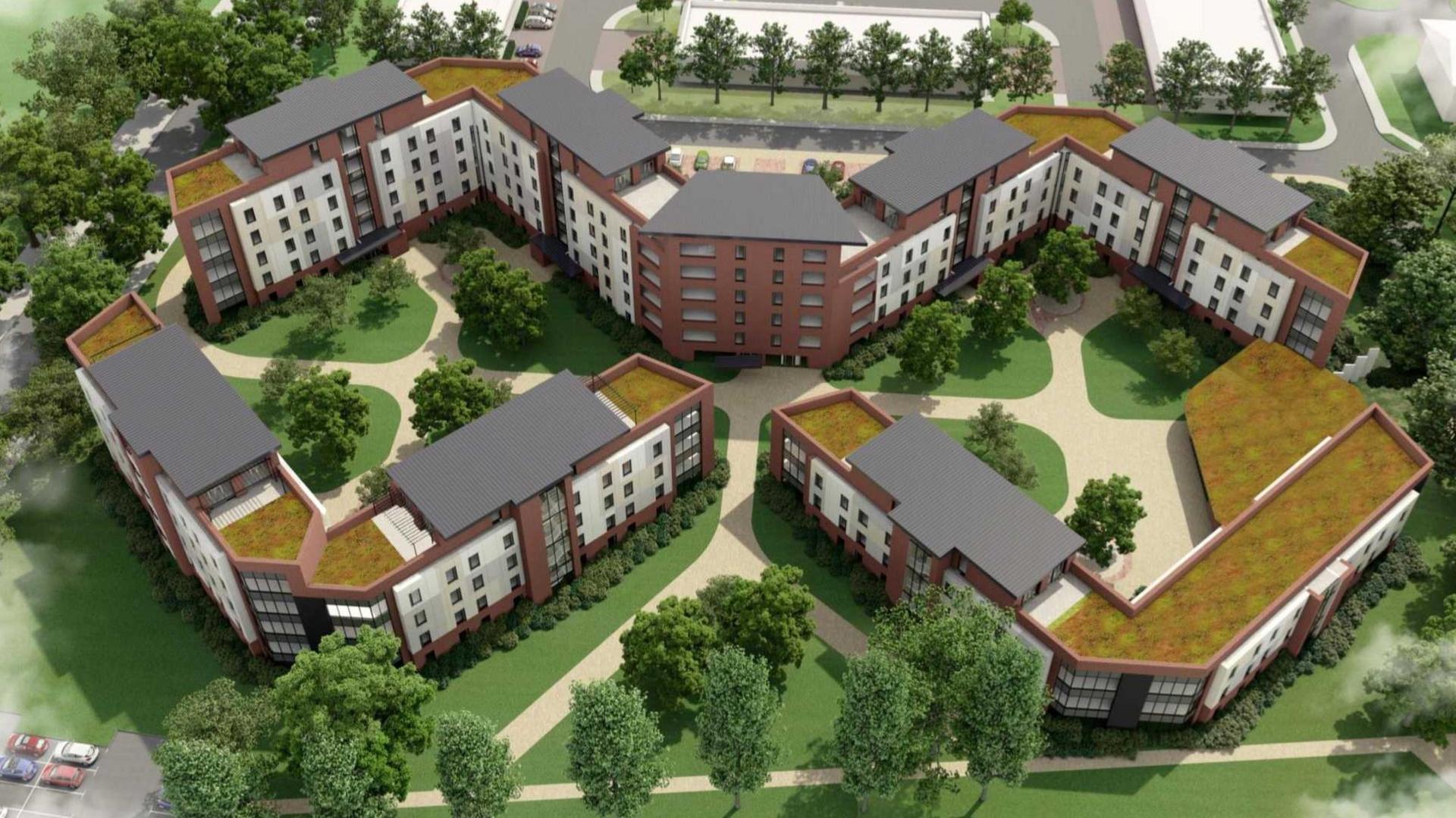 Aerial view of the proposed flats