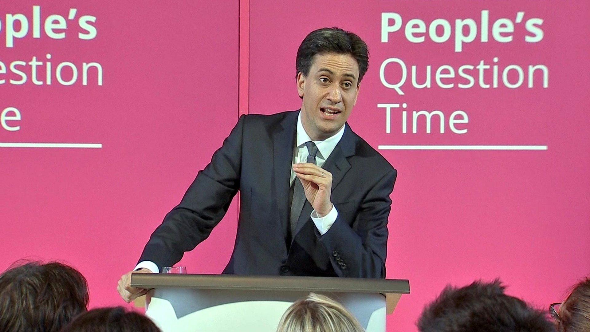 Ed Miliband speaking in Leeds