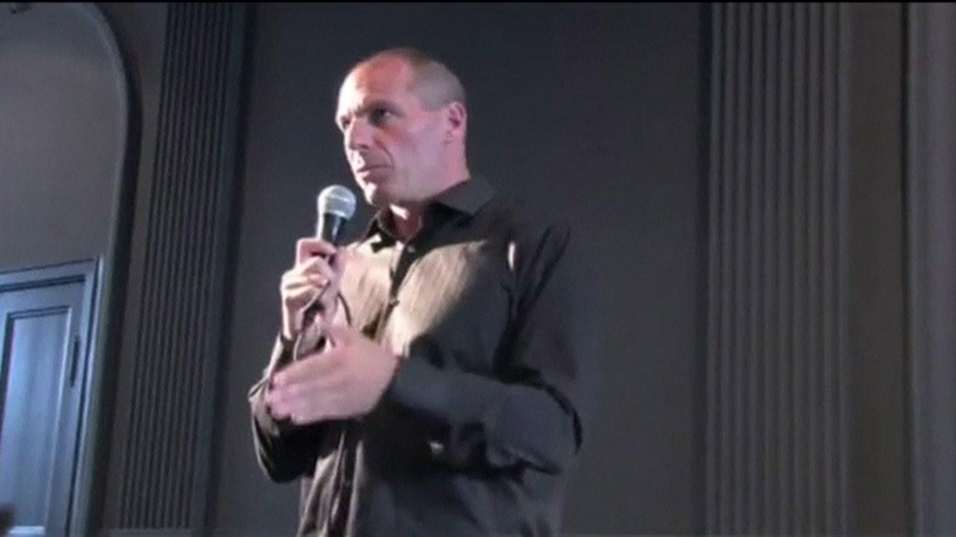 Greek Finance Minister Yanis Varoufakis appears in a video in 2013